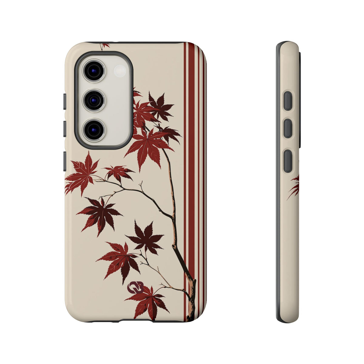 Red Tough Phone Case for Samsung - Crimson Momiji Stripe