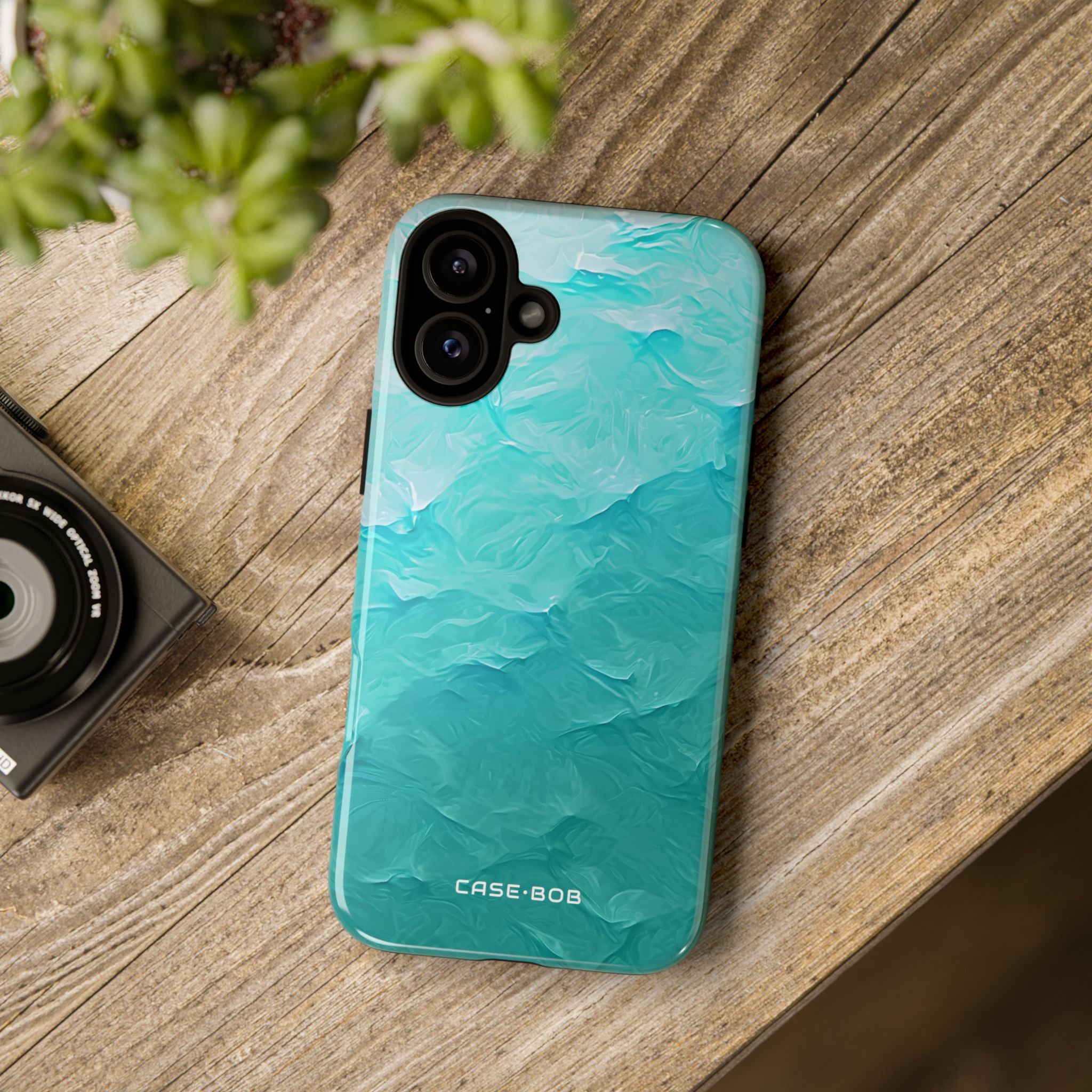Teal Brushwaves iPhone 16 Plus Case - Tough