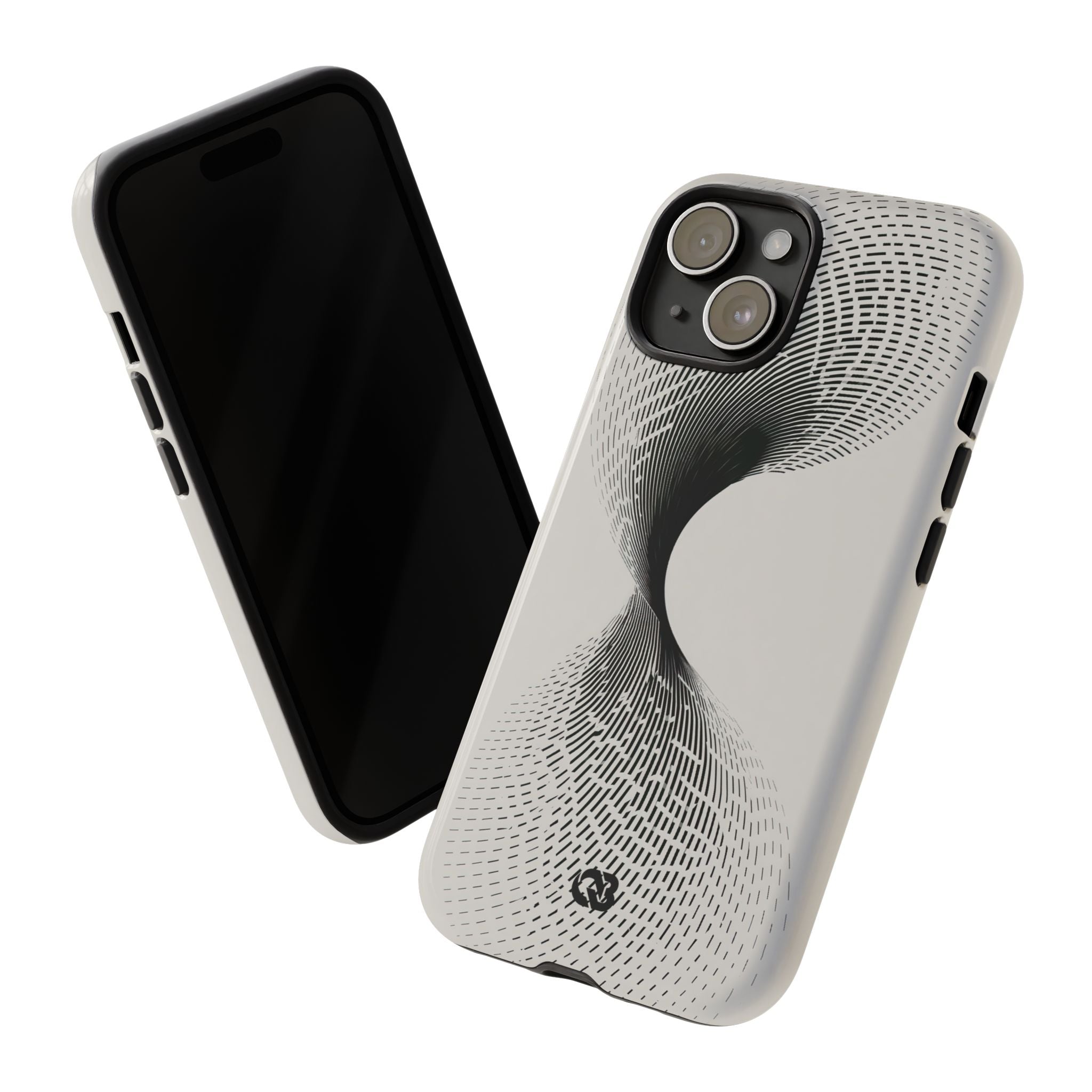 White Tough Phone Case for iPhone - Linear Torsion Grid