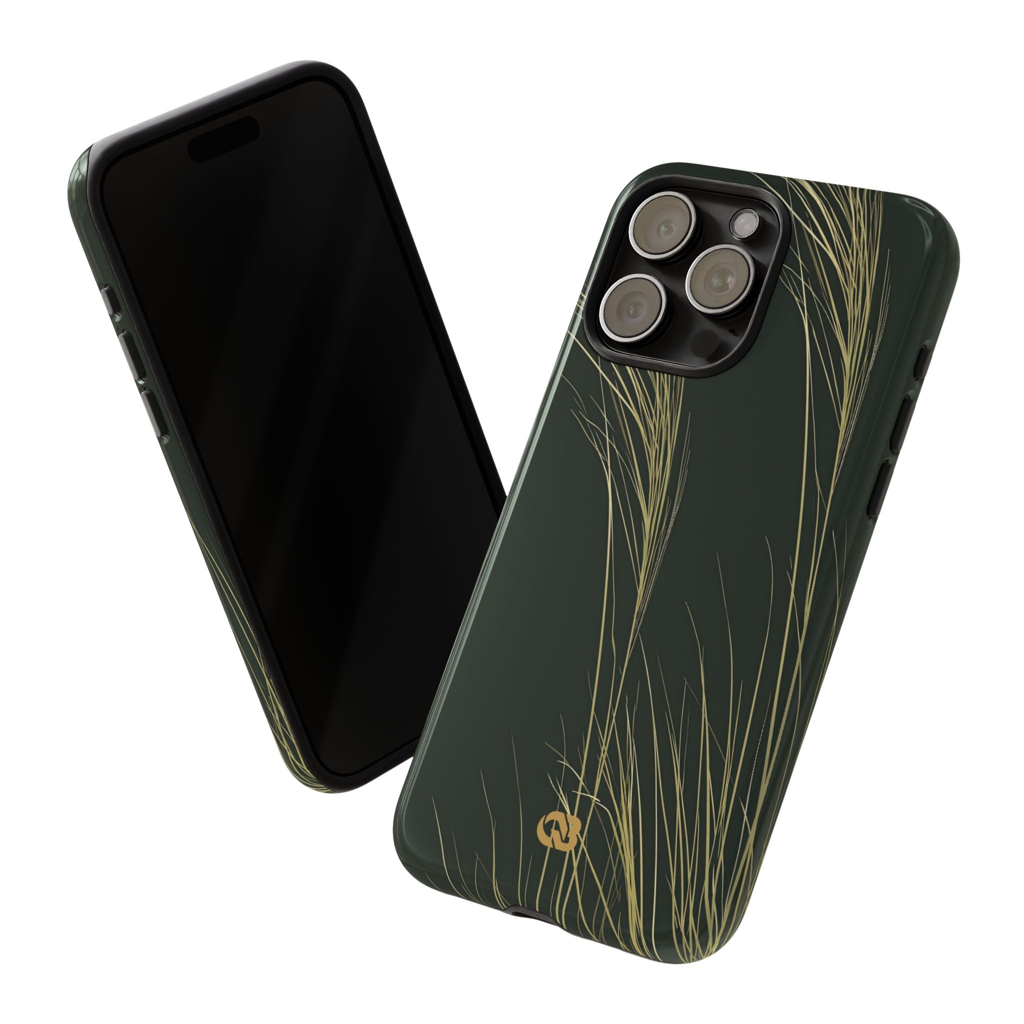 Green Tough Phone Case for iPhone - Midnight Gilded Grass
