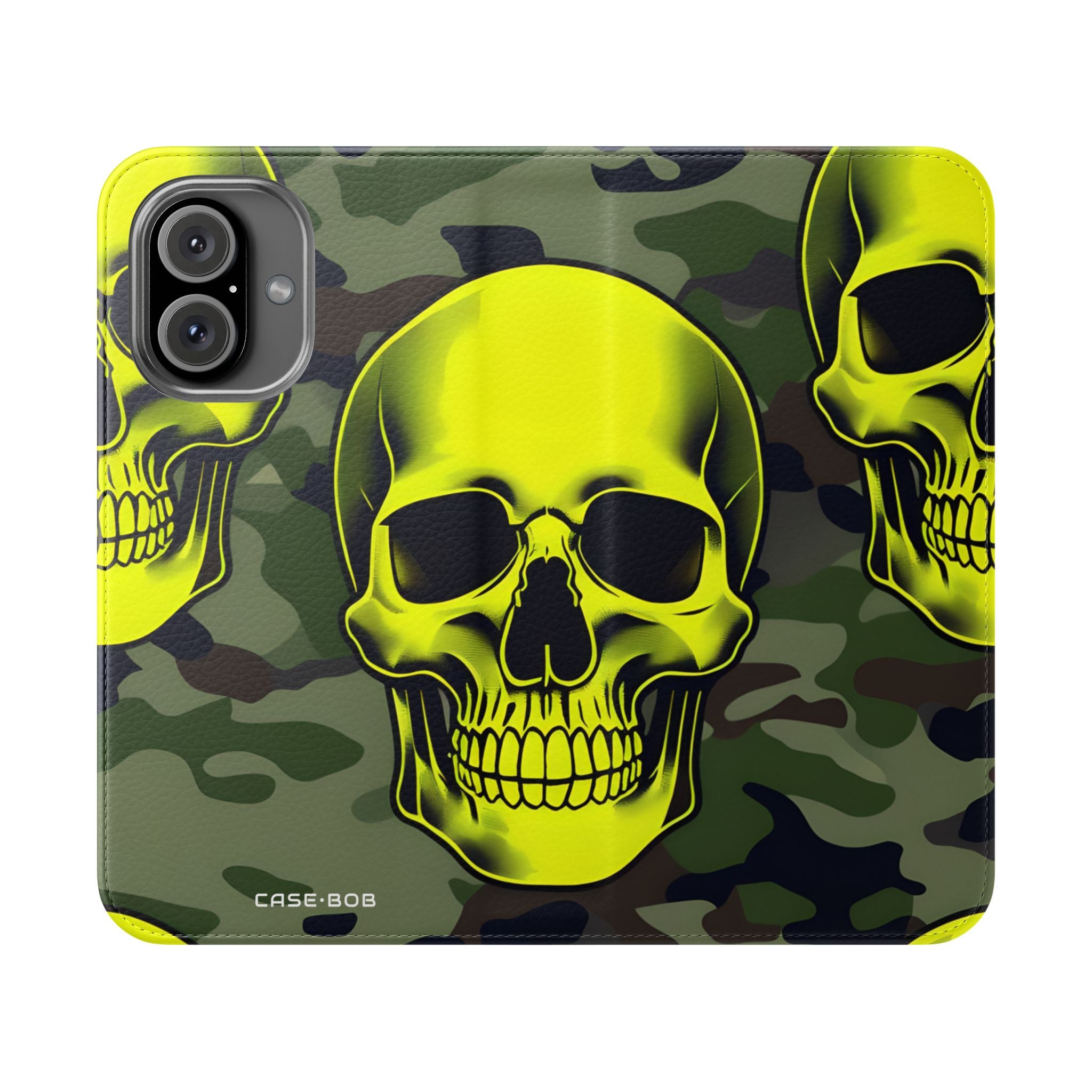 Neon Skull Camo - iPhone 16 Case - Wallet
