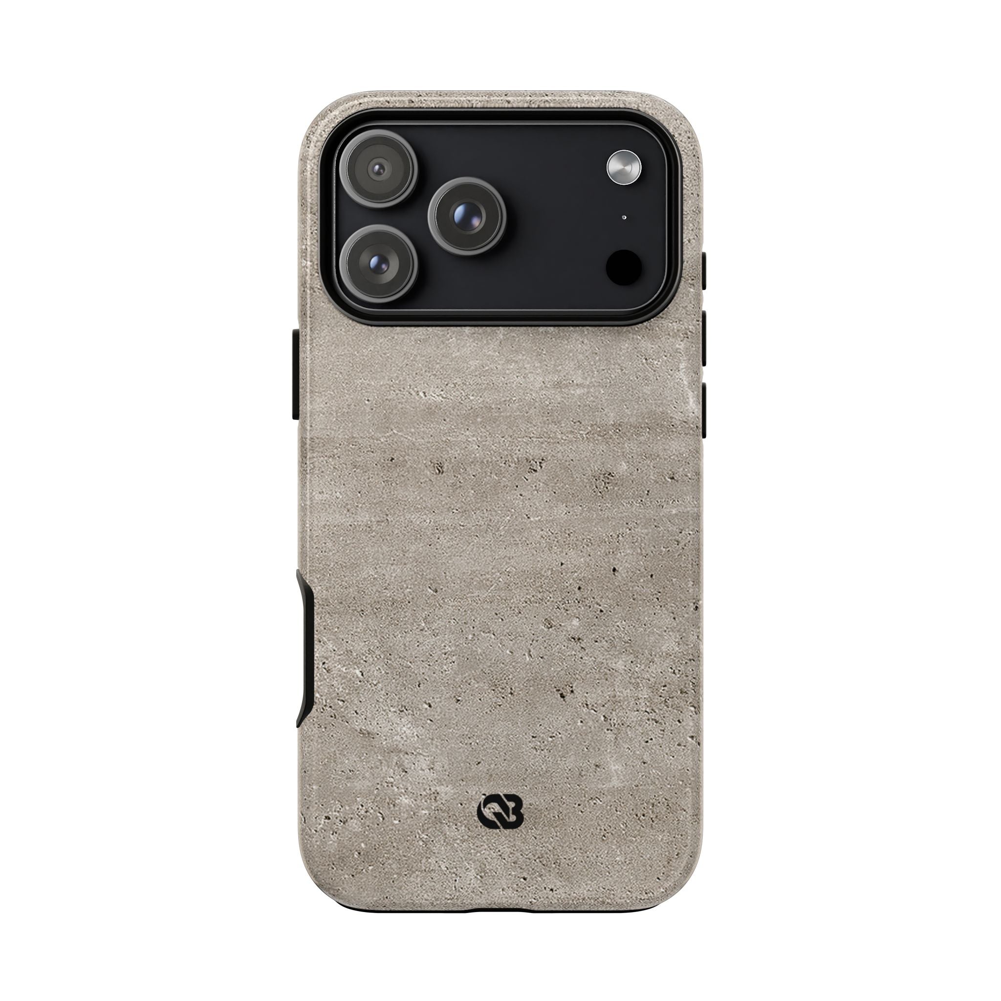 Grey Tough Phone Case for iPhone - Brutalist Stone Grit