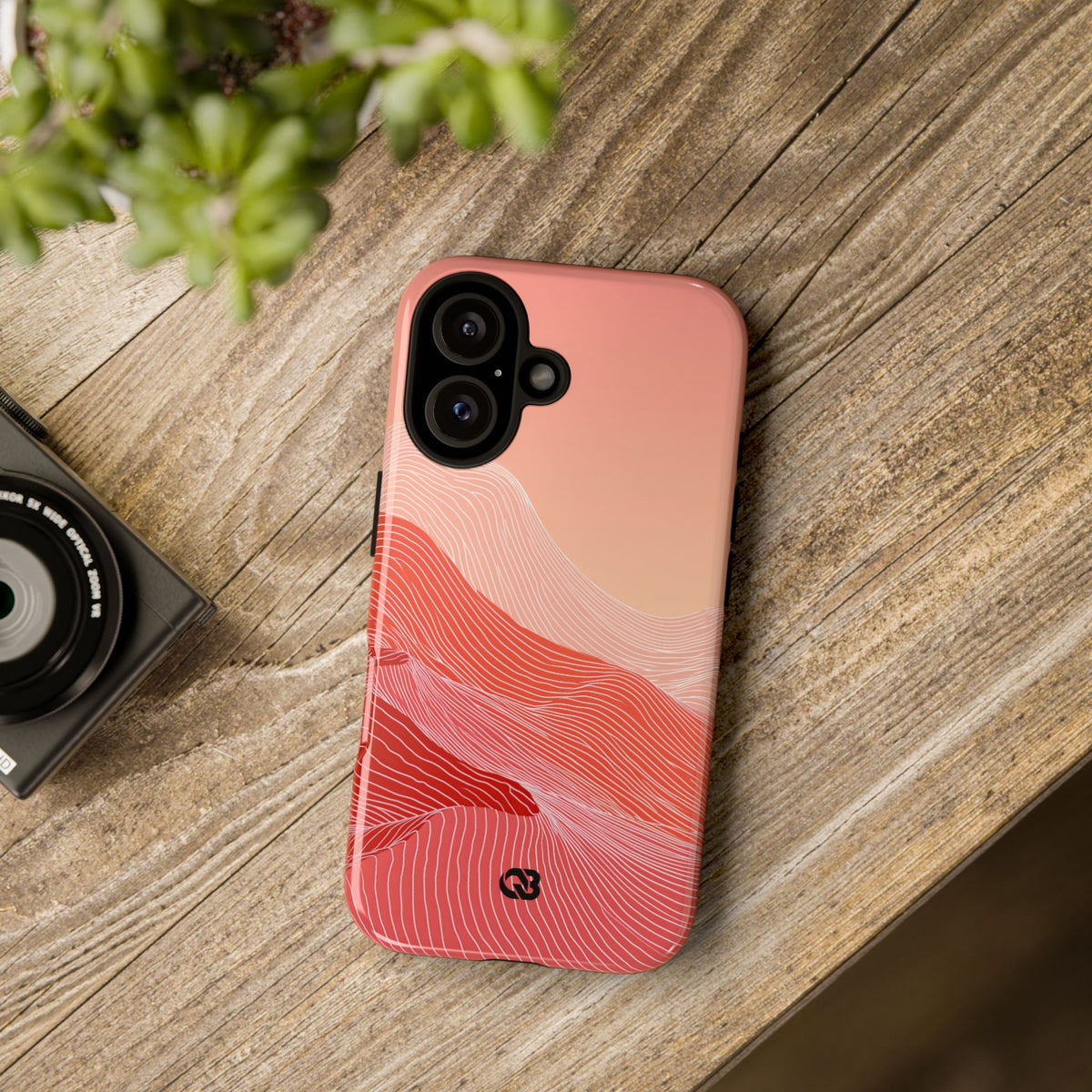 Red Tough Phone Case for iPhone - Crimson Ridge Contour