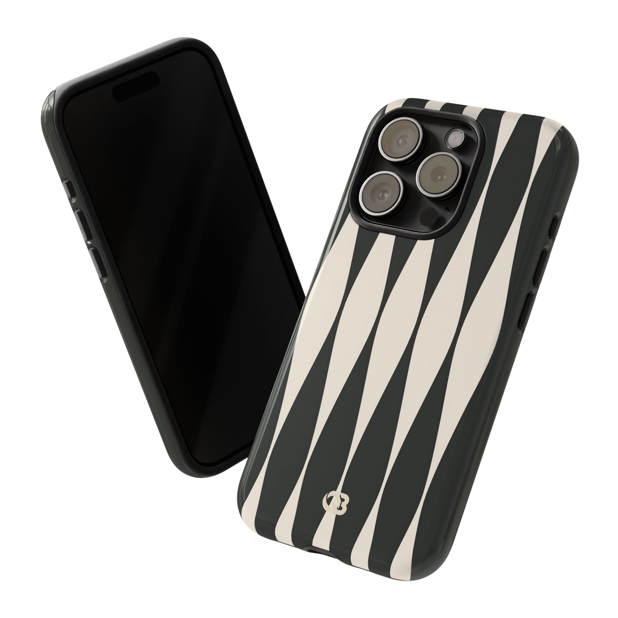 Black Tough Phone Case for iPhone - Ivory Spindle Grid