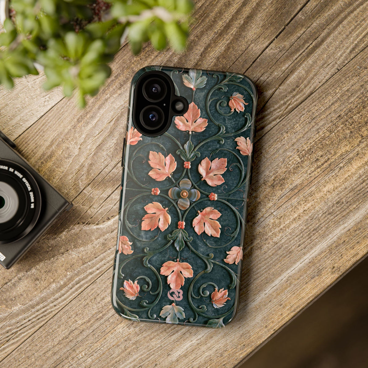 Florentine Rose Arabesque · Tough Phone Case for iPhone · Green