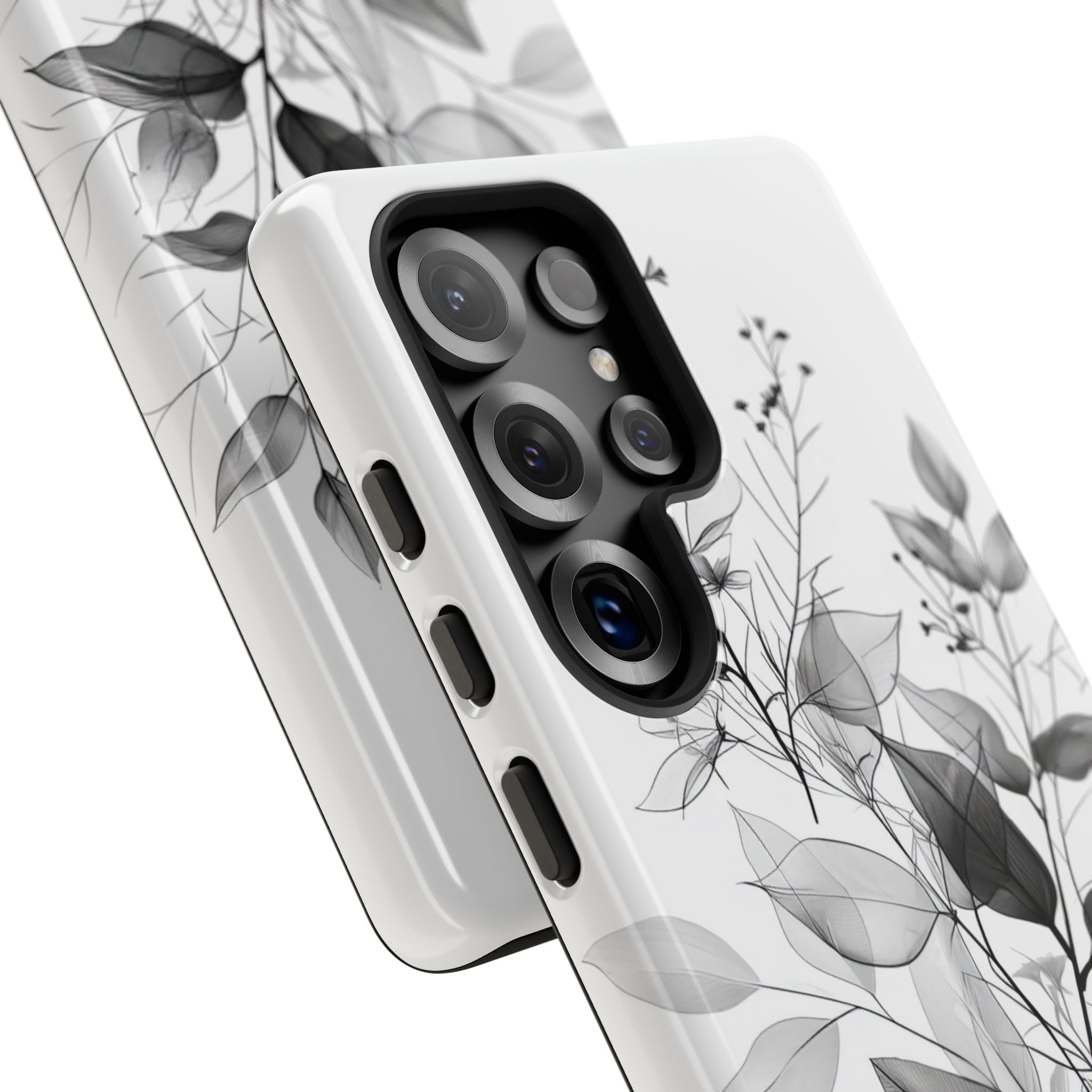 Veined Leaves Gray Samsung S25 Ultra Case - Tough