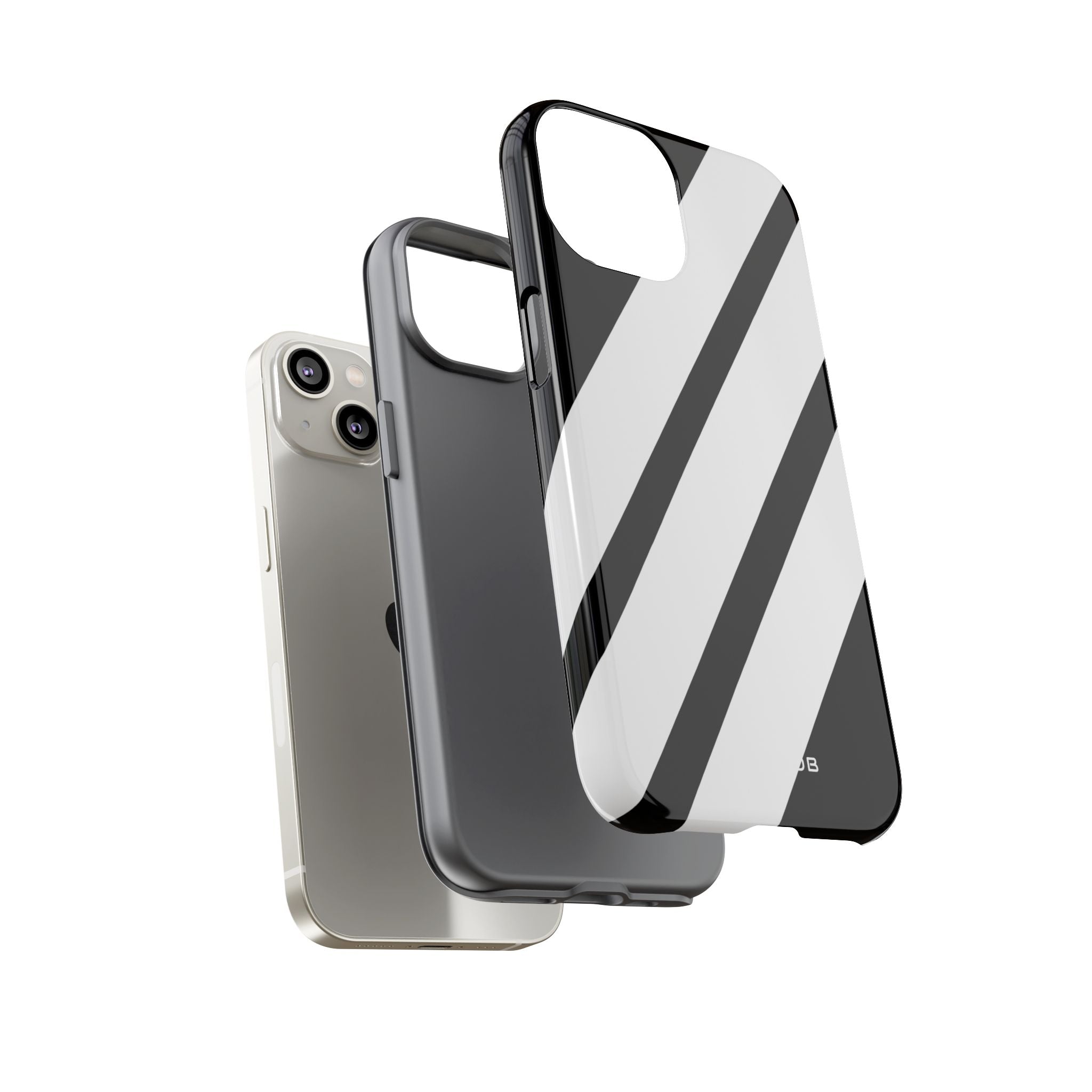 Diagonal Bands Noir iPhone 14 Case - Tough