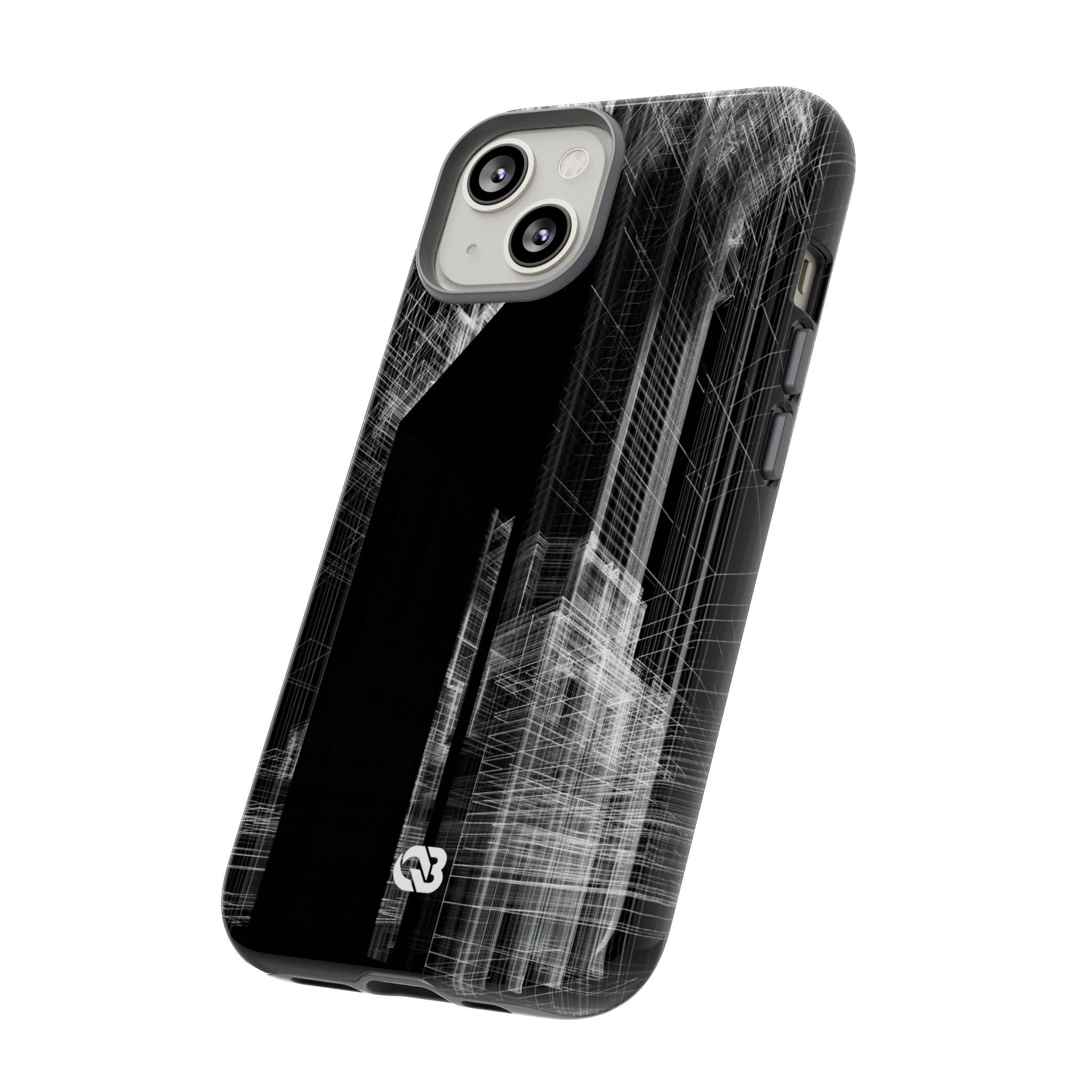 Black Tough Phone Case for iPhone - Ghost Urban Wireframe