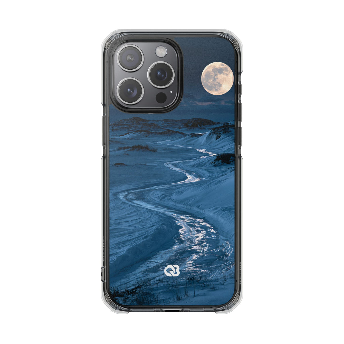 Arctic Moon Drift · Clear Impact Magnetic Phone Case for iPhone · Blue