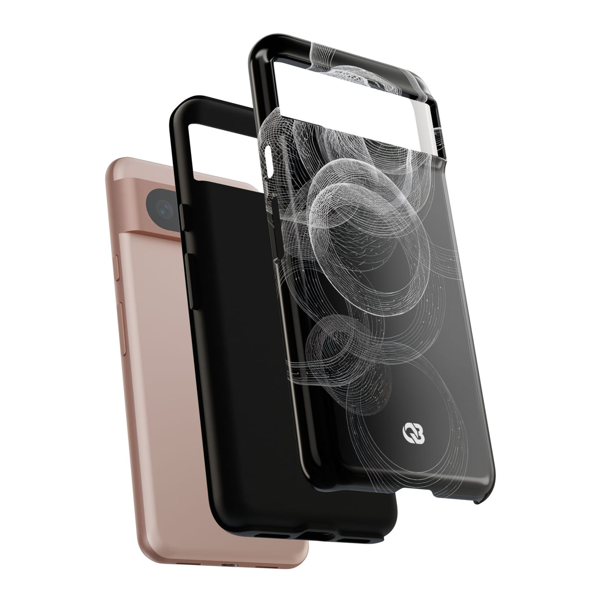 Black Tough Phone Case for Google Pixel - Kinetic Wireframe Orbit