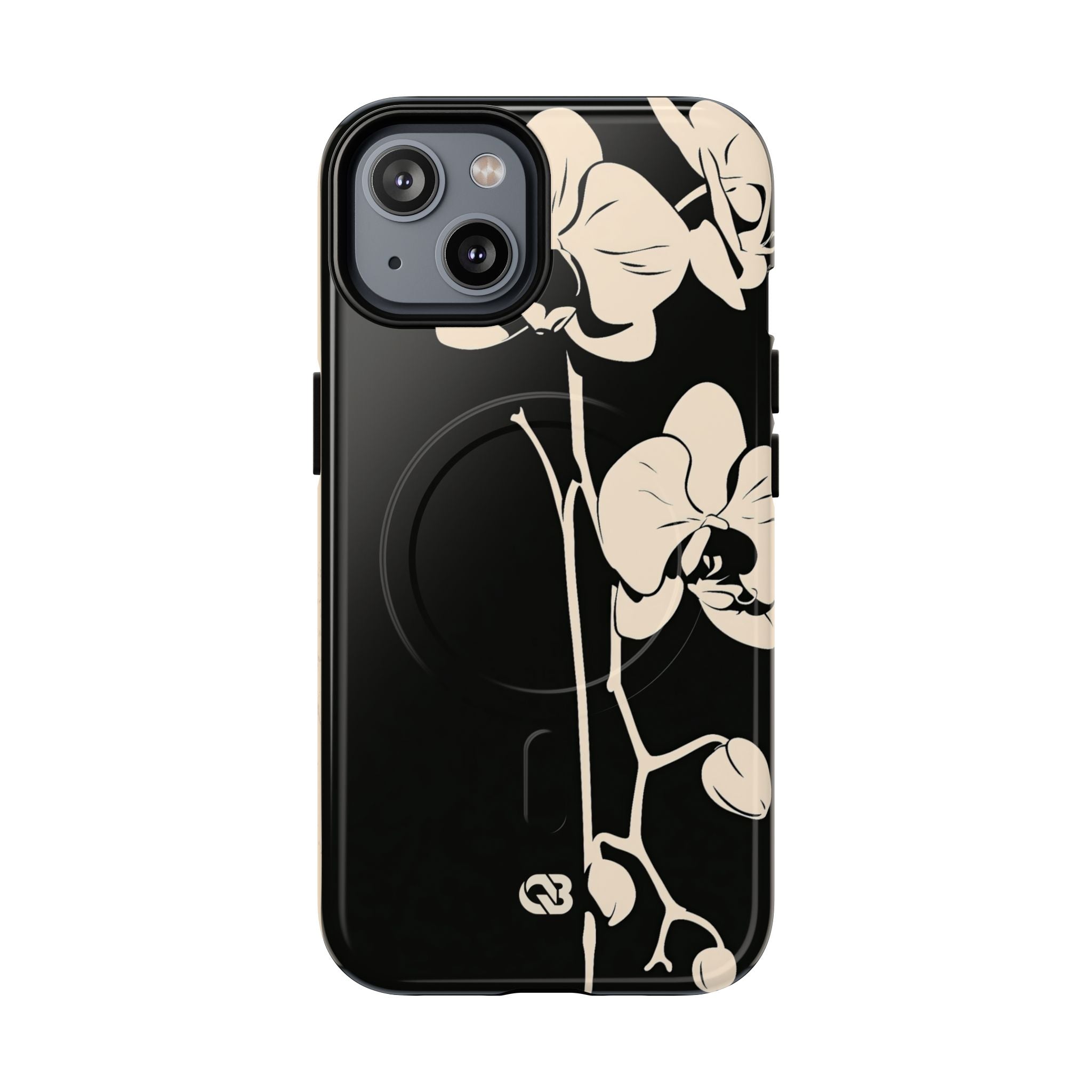 Black Tough 2.0 Magsafe Phone Case for iPhone - Obsidian Bone Orchid