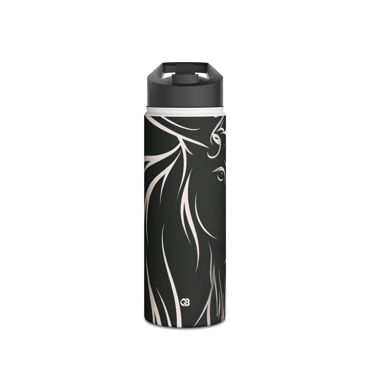 Nordic Moose Contour · Insulated Water Bottle · Black