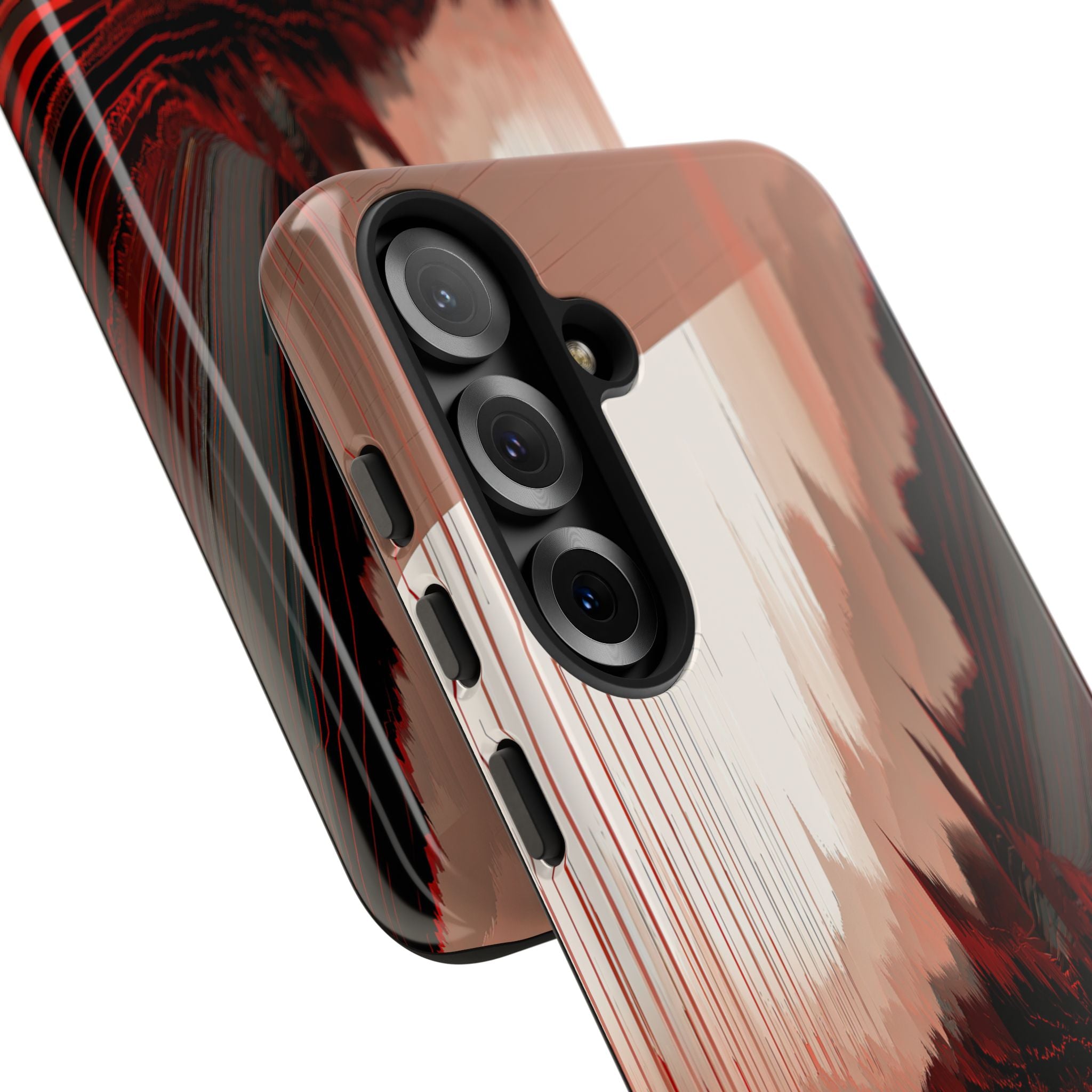Red Tough Phone Case for Samsung - Crimson Pulse Horizon