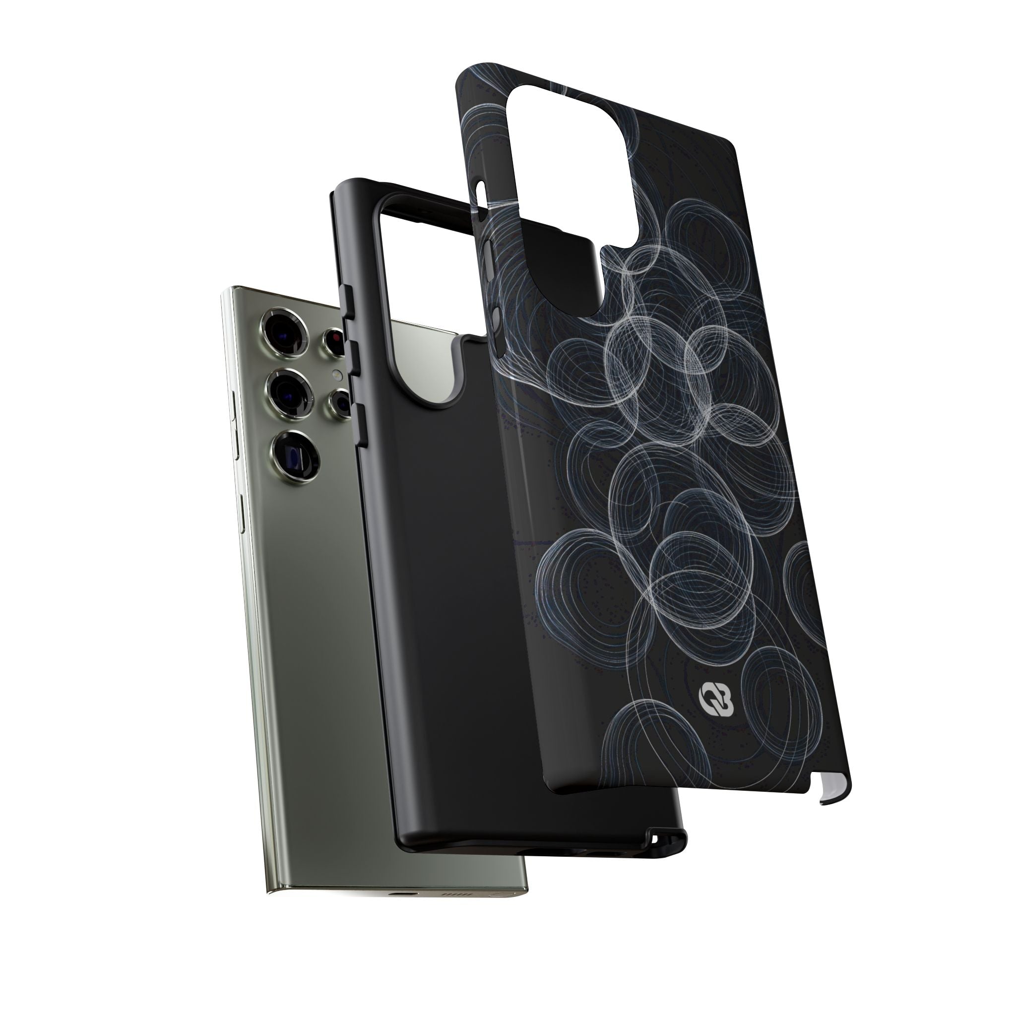 Black Tough Phone Case for Samsung - Frosted Ring Matrix