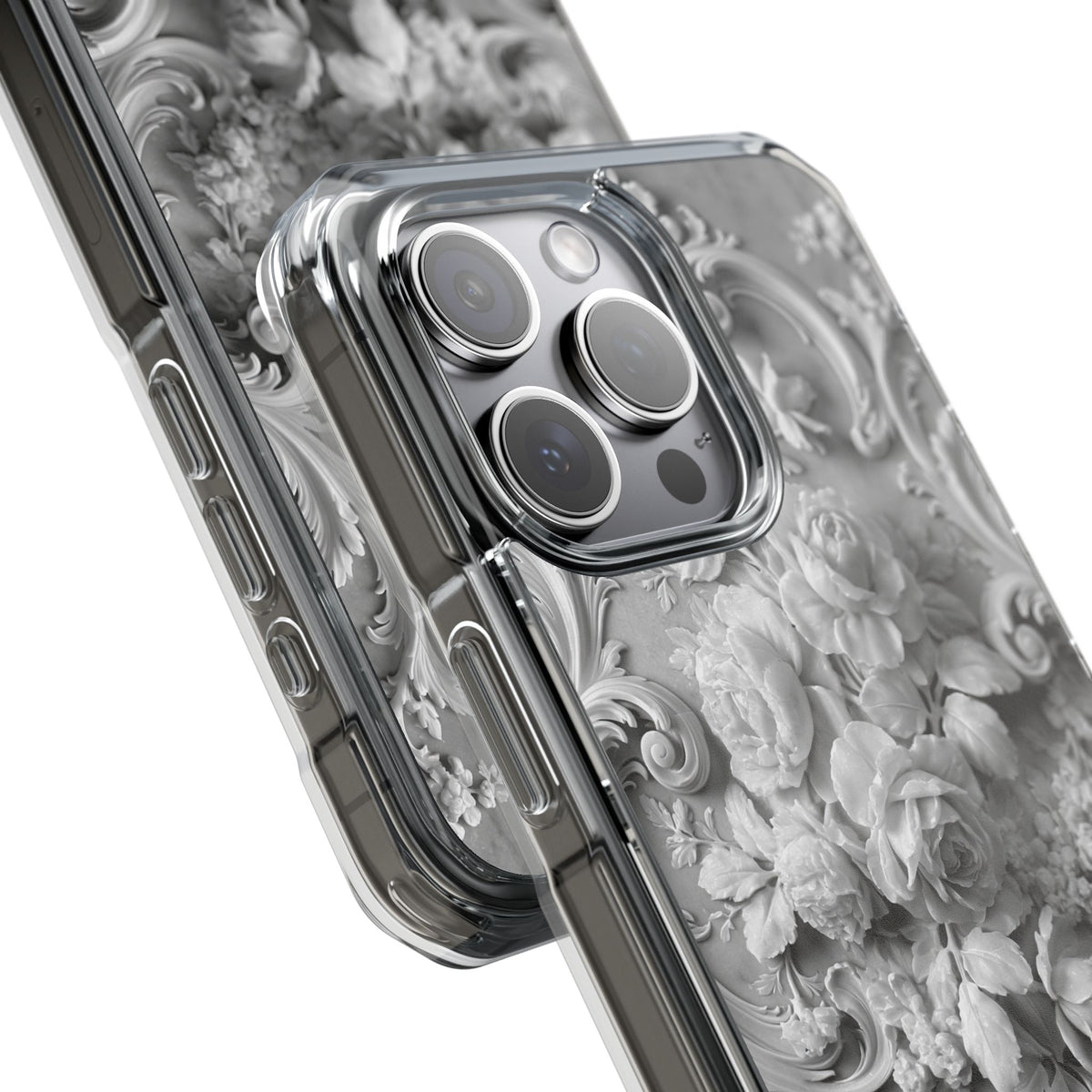 Rococo Marble Rose · Clear Impact Magnetic Phone Case for iPhone · White