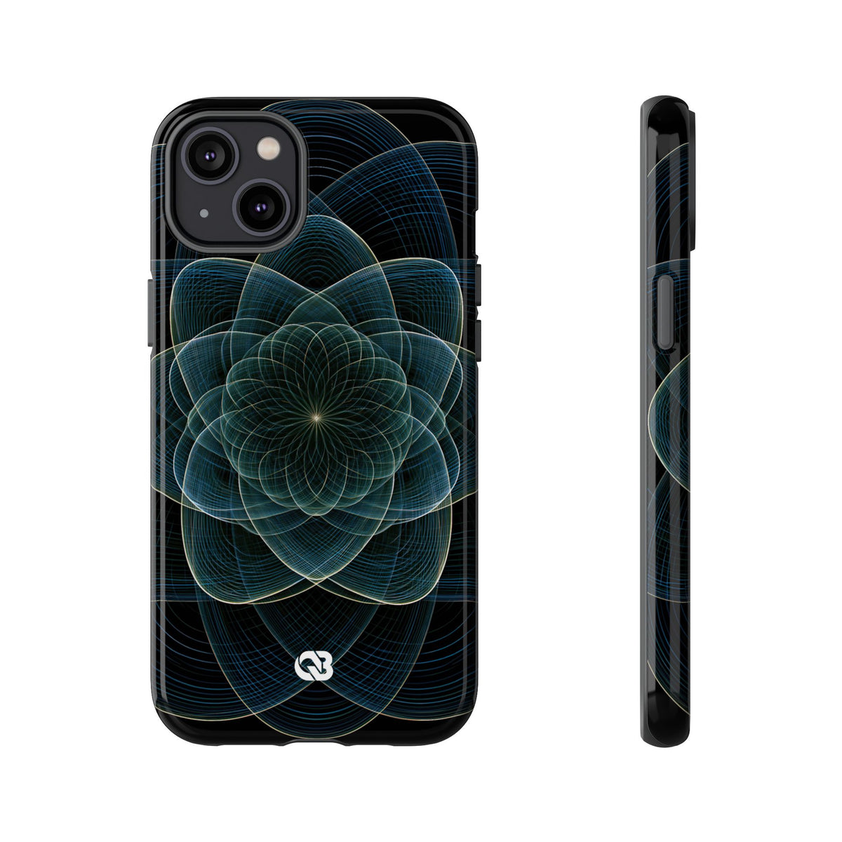 Blue Tough Phone Case for iPhone - Celestial Wireframe Bloom