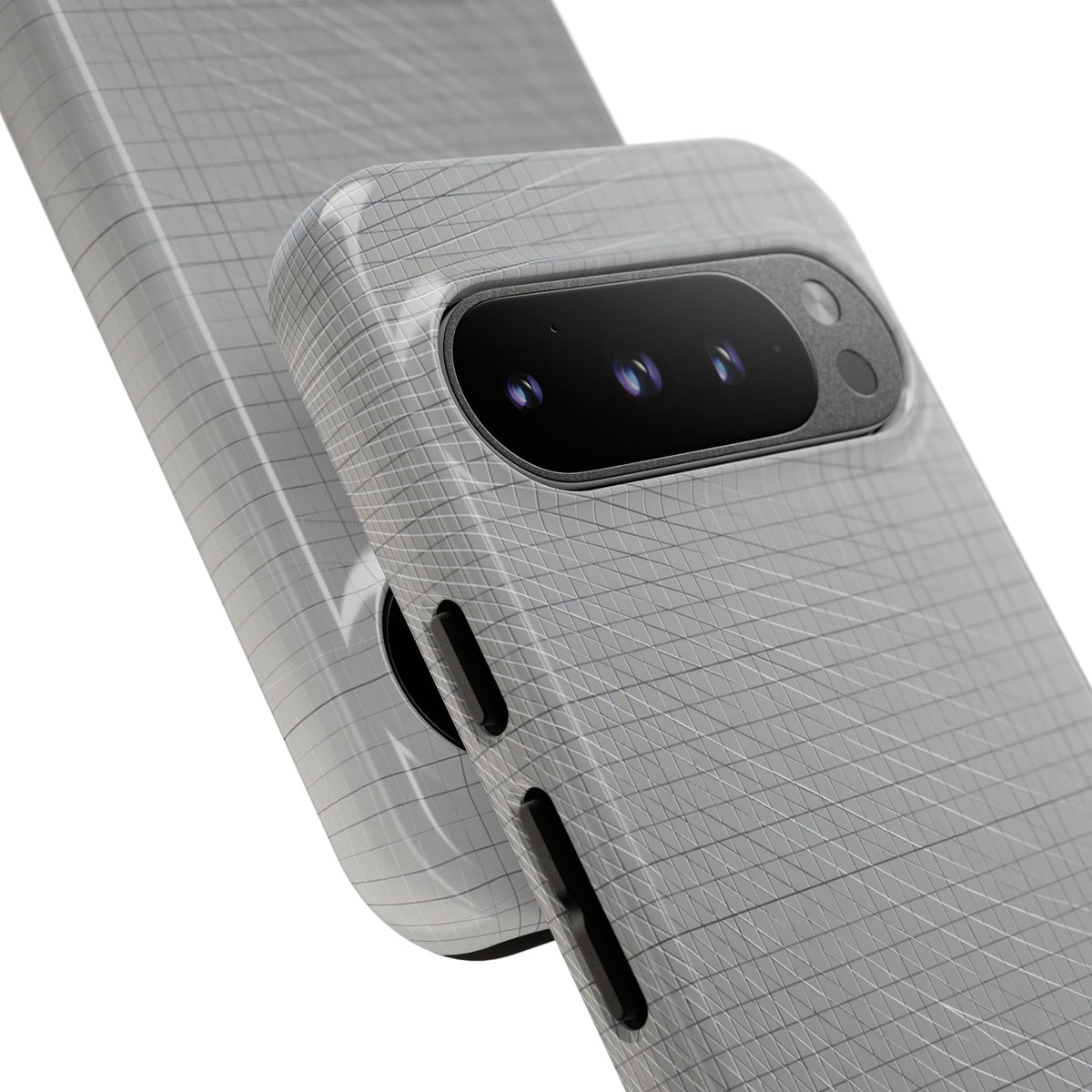 Grey Tough Phone Case for Google Pixel - Chrome Mesh Warp