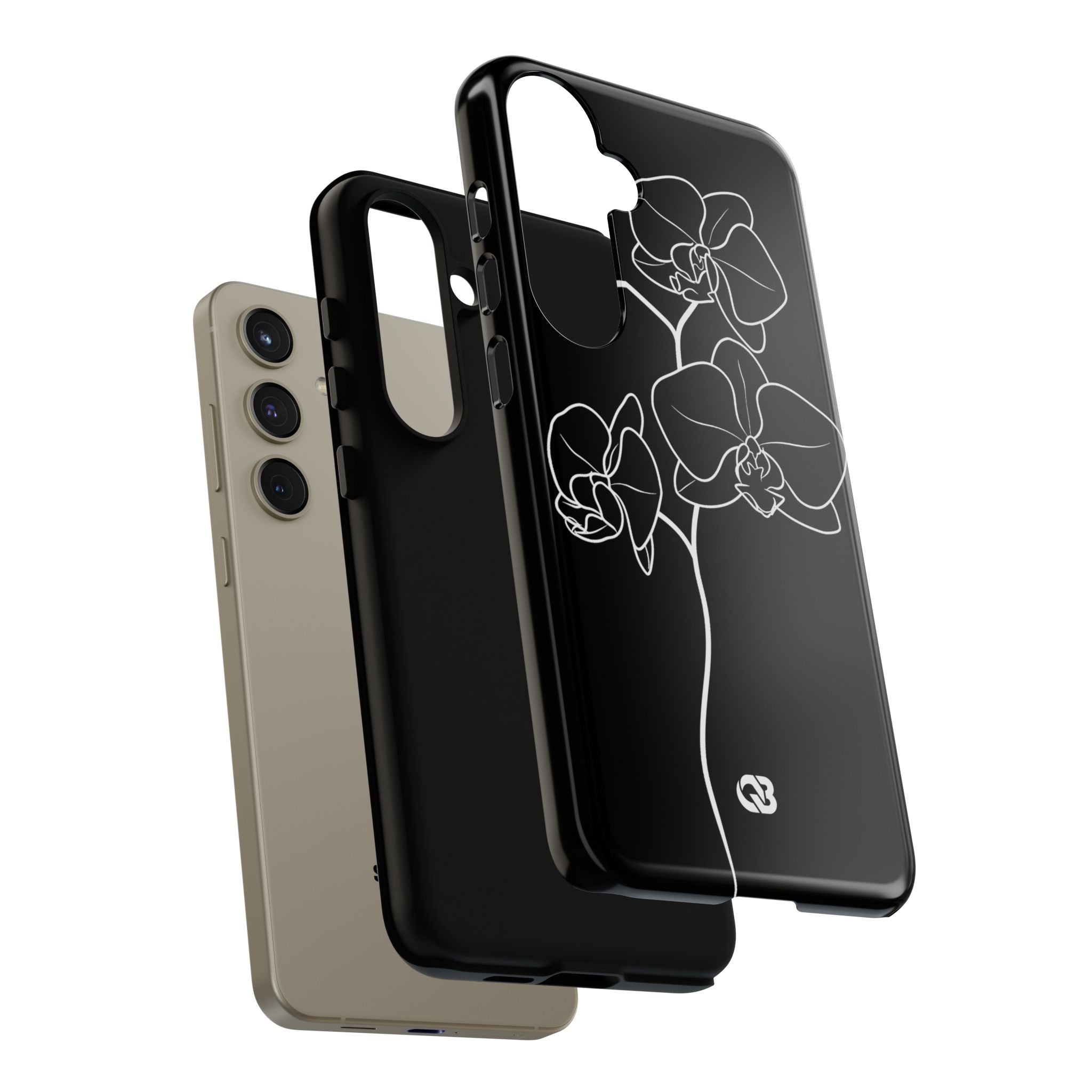 Black Tough Phone Case for Samsung - Noir Alabaster Orchid