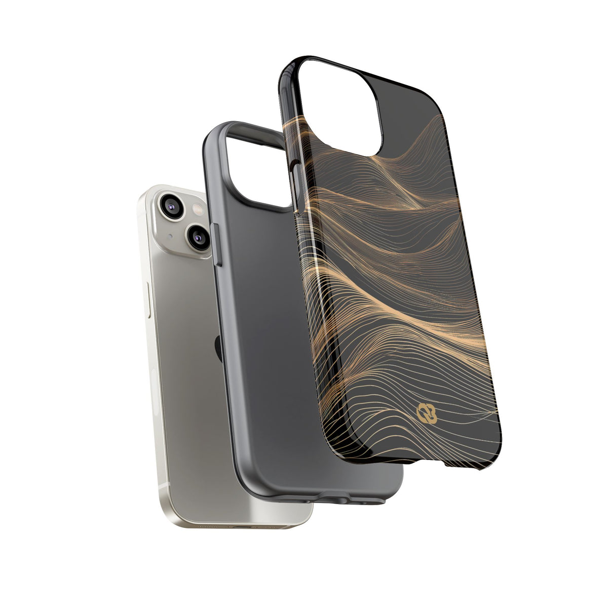 Black Tough Phone Case for iPhone - Copper Topo Ridge