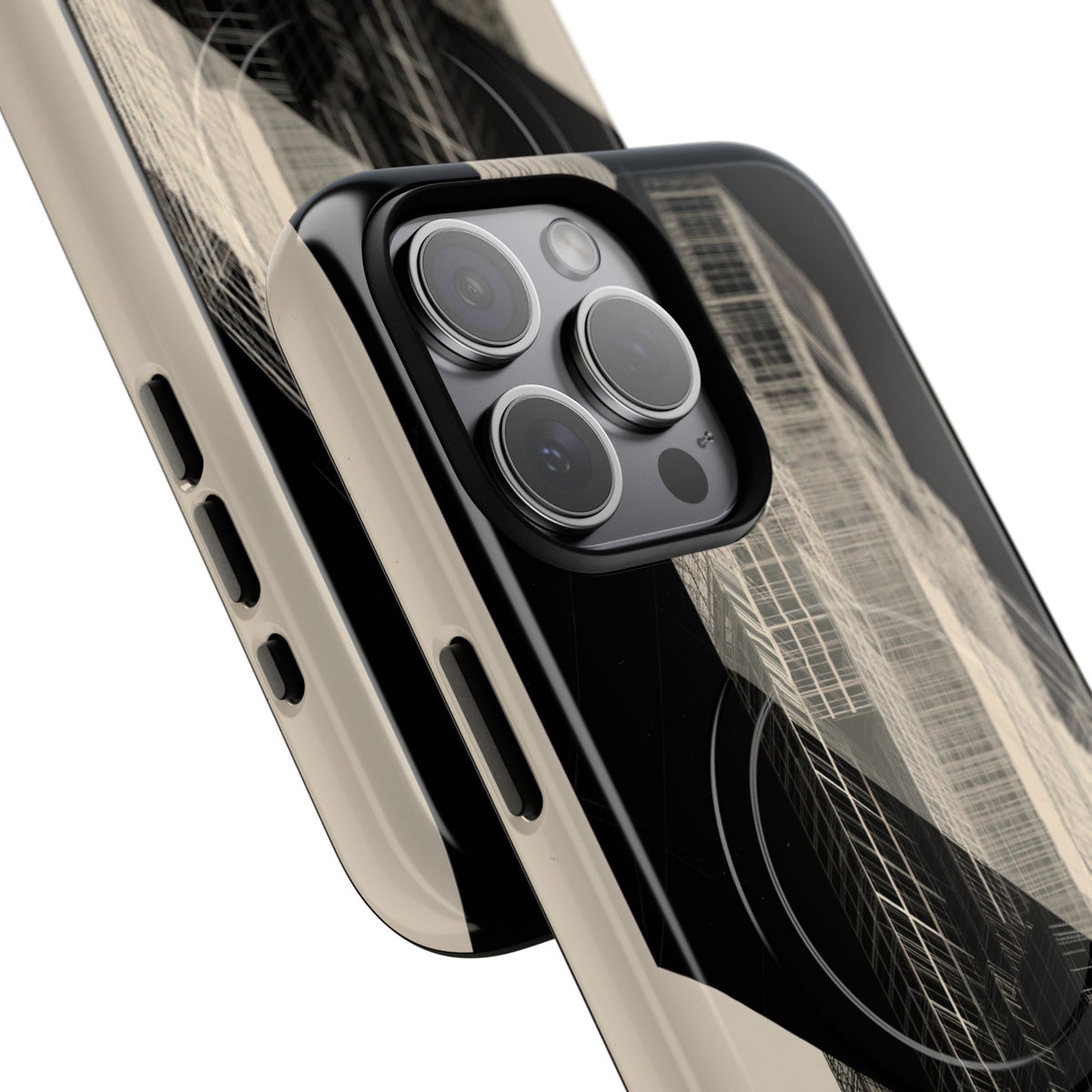 Beige Tough 2.0 Magsafe Phone Case for iPhone - Monolith Urban Grid