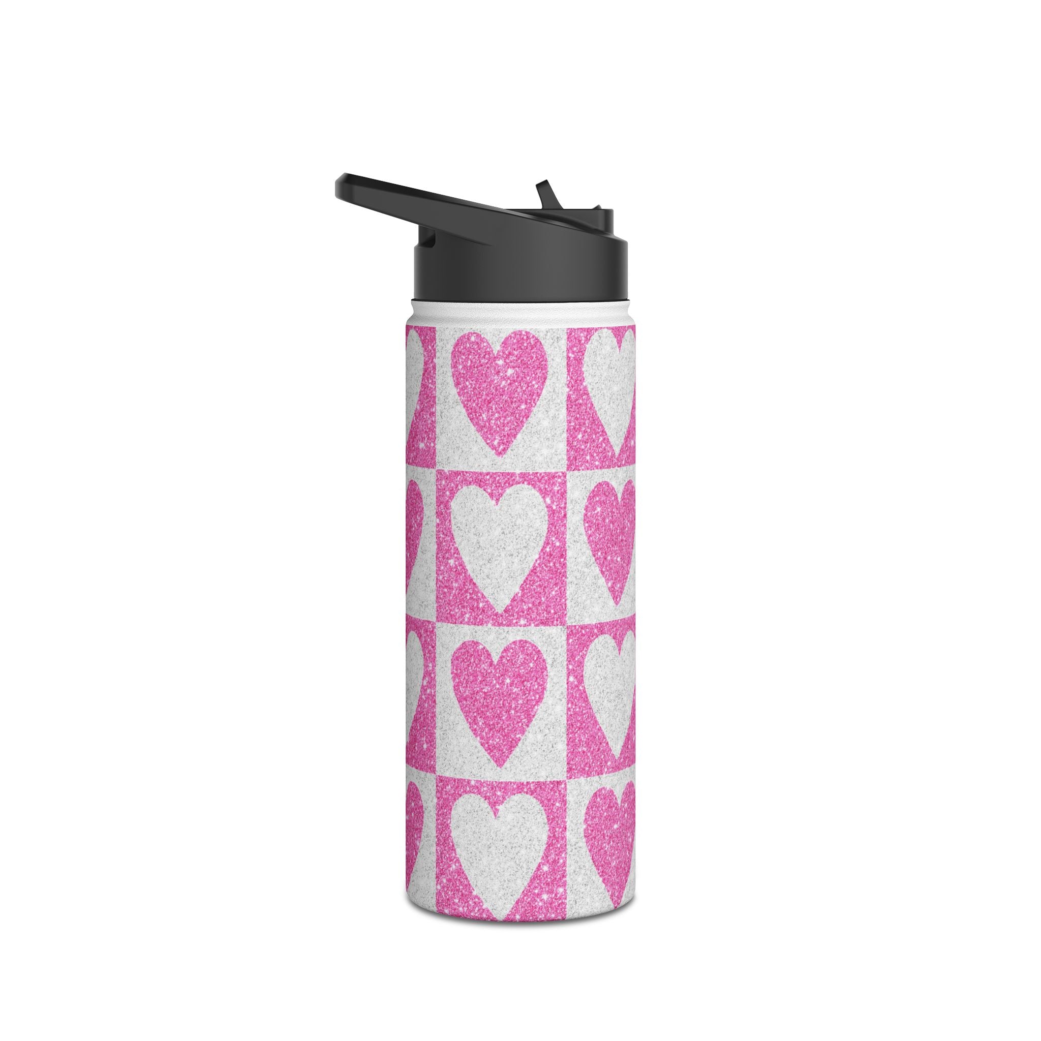 Glitter Heartgrid - Stainless Steel Water Bottle