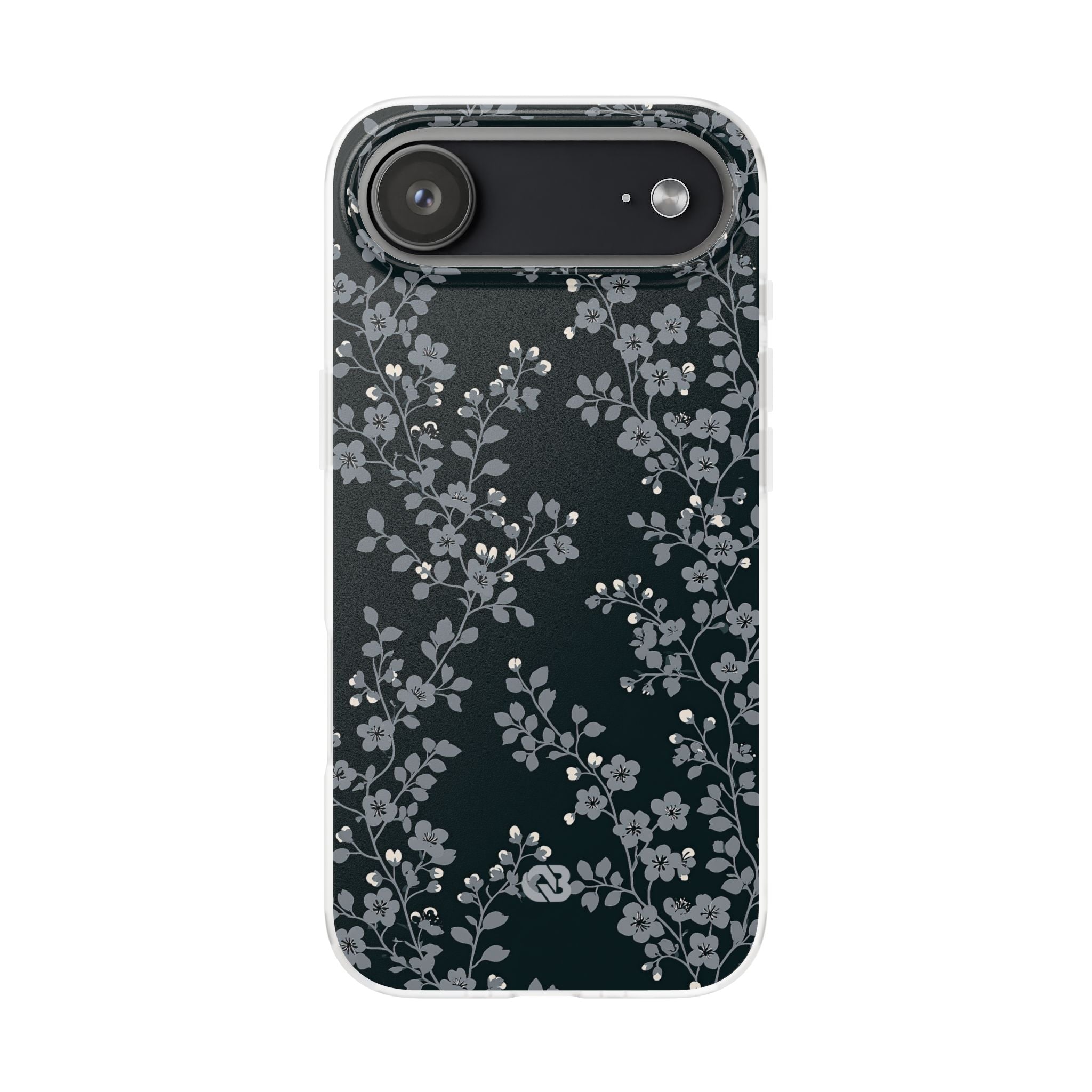 Black Lite Phone Case for iPhone - Midnight Slate Blossom