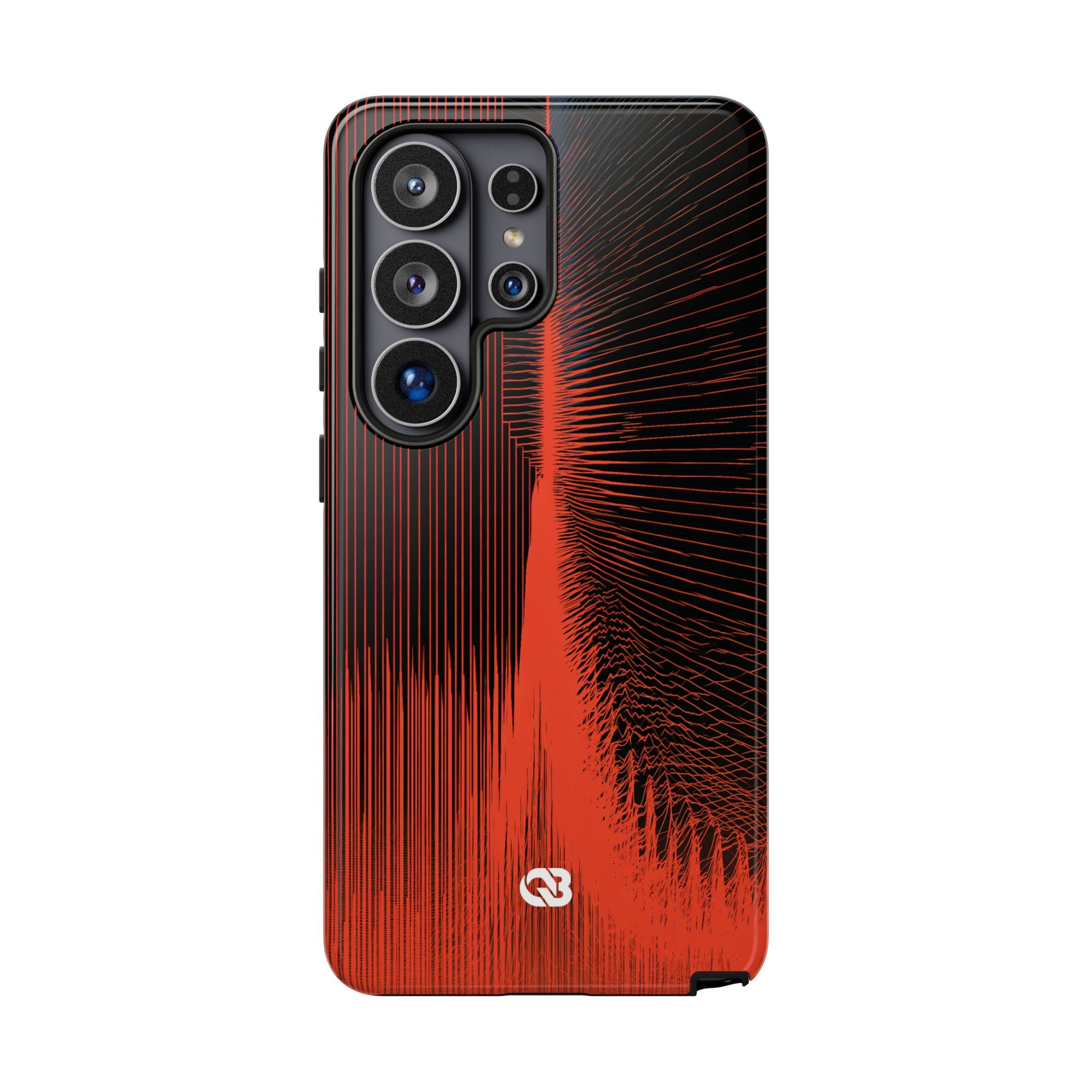 Red Tough Phone Case for Samsung - Crimson Frequency Pulse