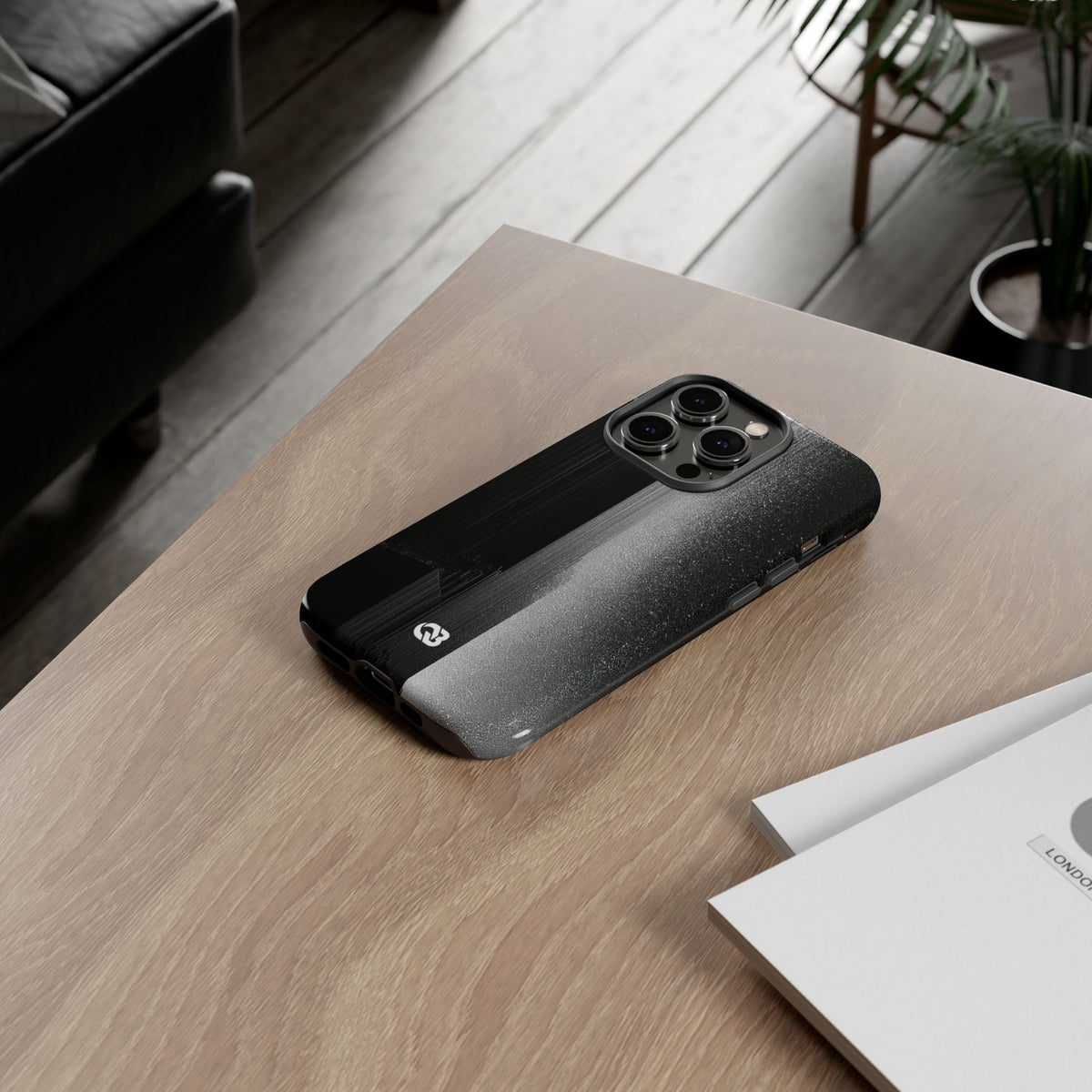Black Tough Phone Case for iPhone - Brutalist Pixel Monolith