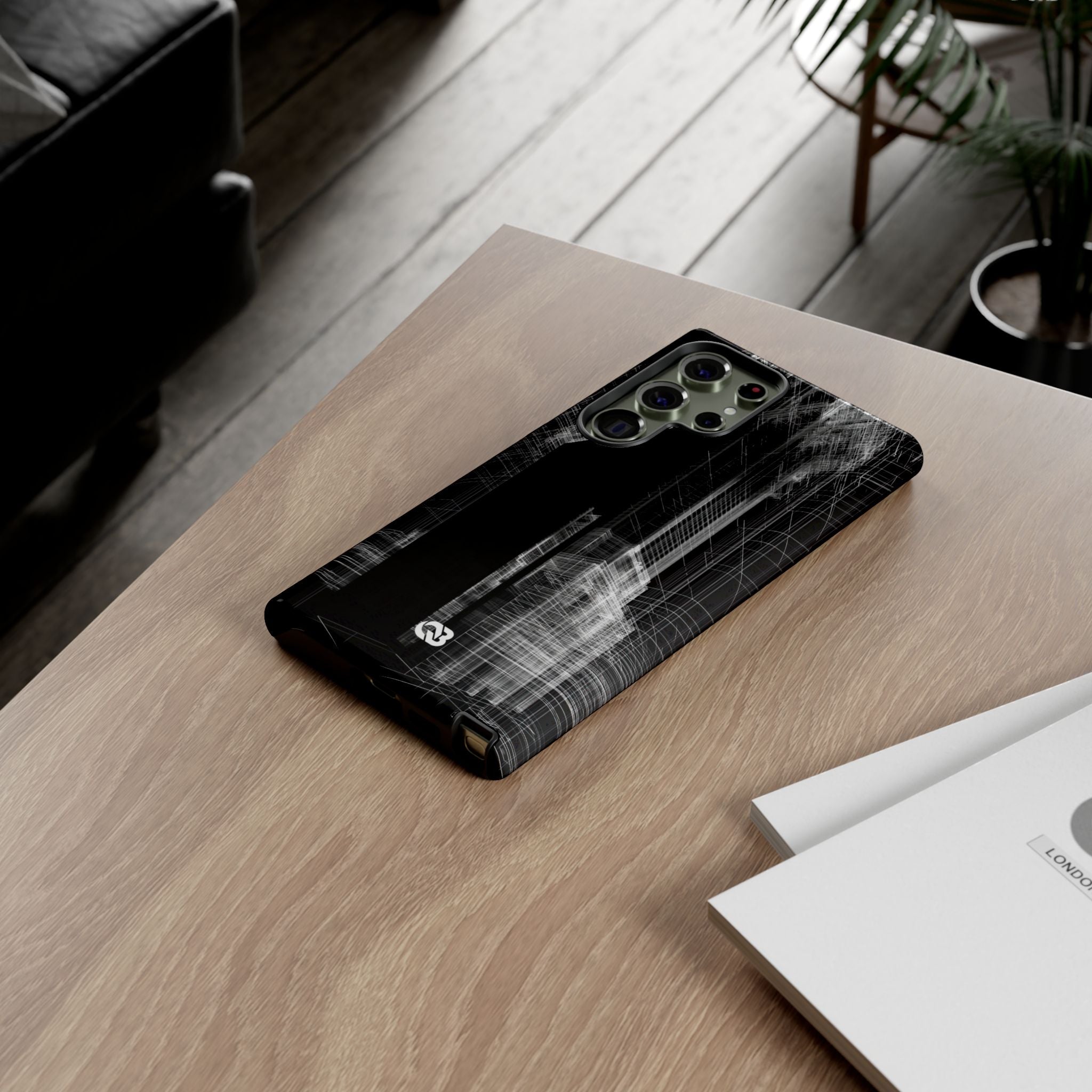 Black Tough Phone Case for Samsung - Ghost Urban Wireframe