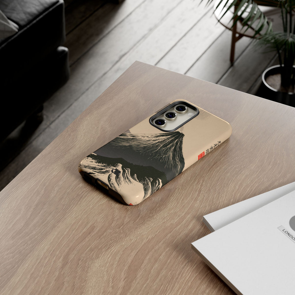 Beige Tough Phone Case for Samsung - Obsidian Ink Summit