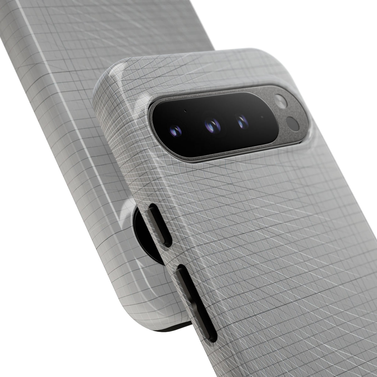 Grey Tough Phone Case for Google Pixel - Chrome Mesh Warp