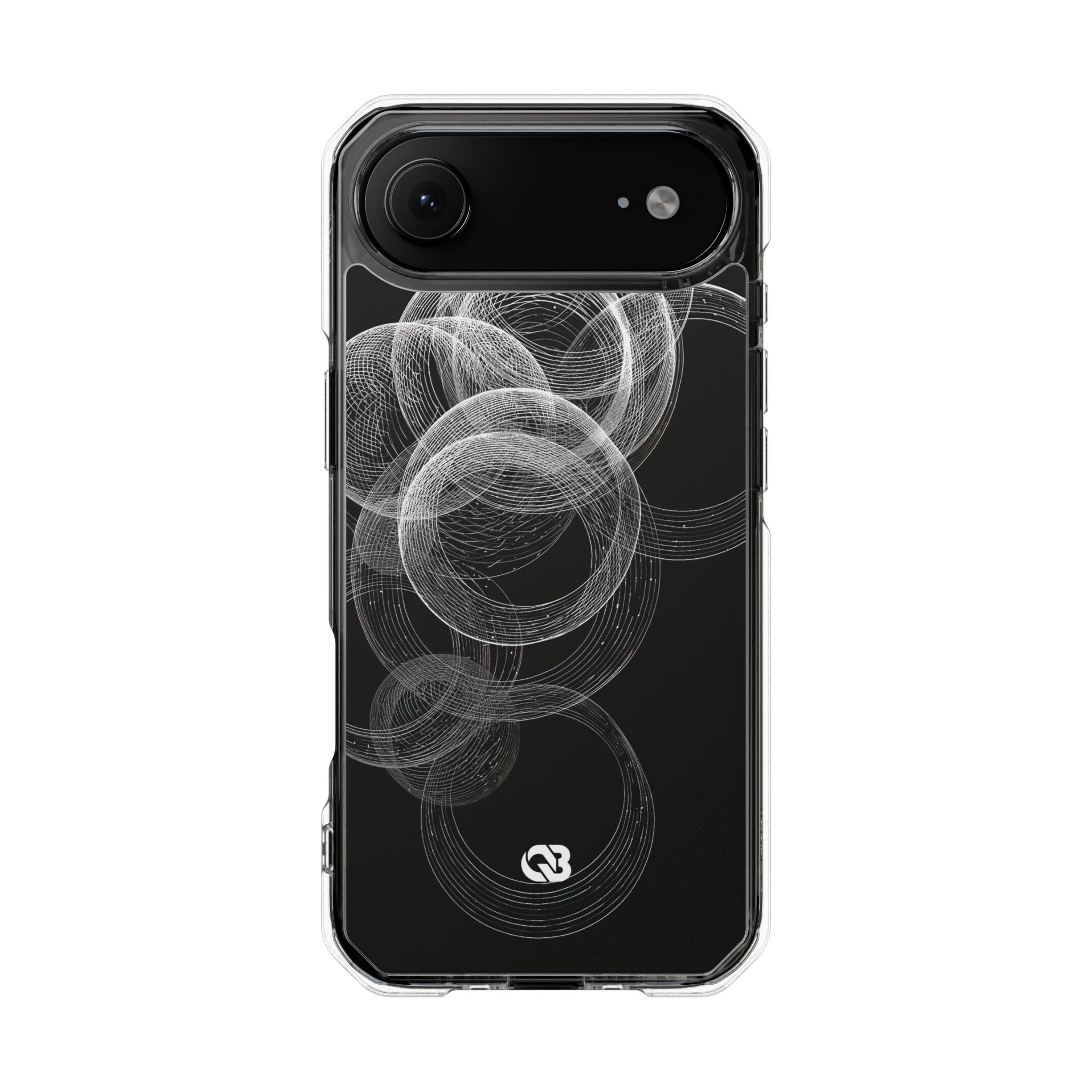 Black Impact MagSafe Phone Case for iPhone - Kinetic Wireframe Orbit