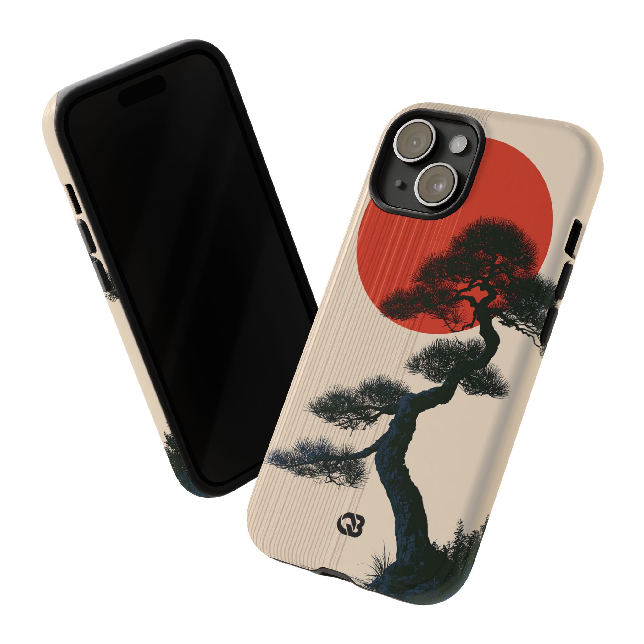 Beige Tough Phone Case for iPhone - Kyoto Crimson Pine