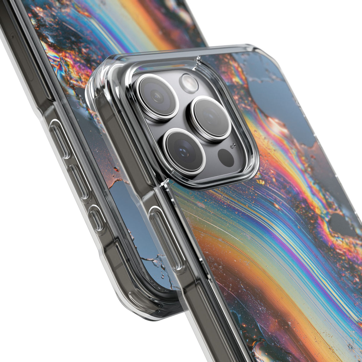 Prismatic Aura Flow · Clear Impact Magnetic Phone Case for iPhone · Blue