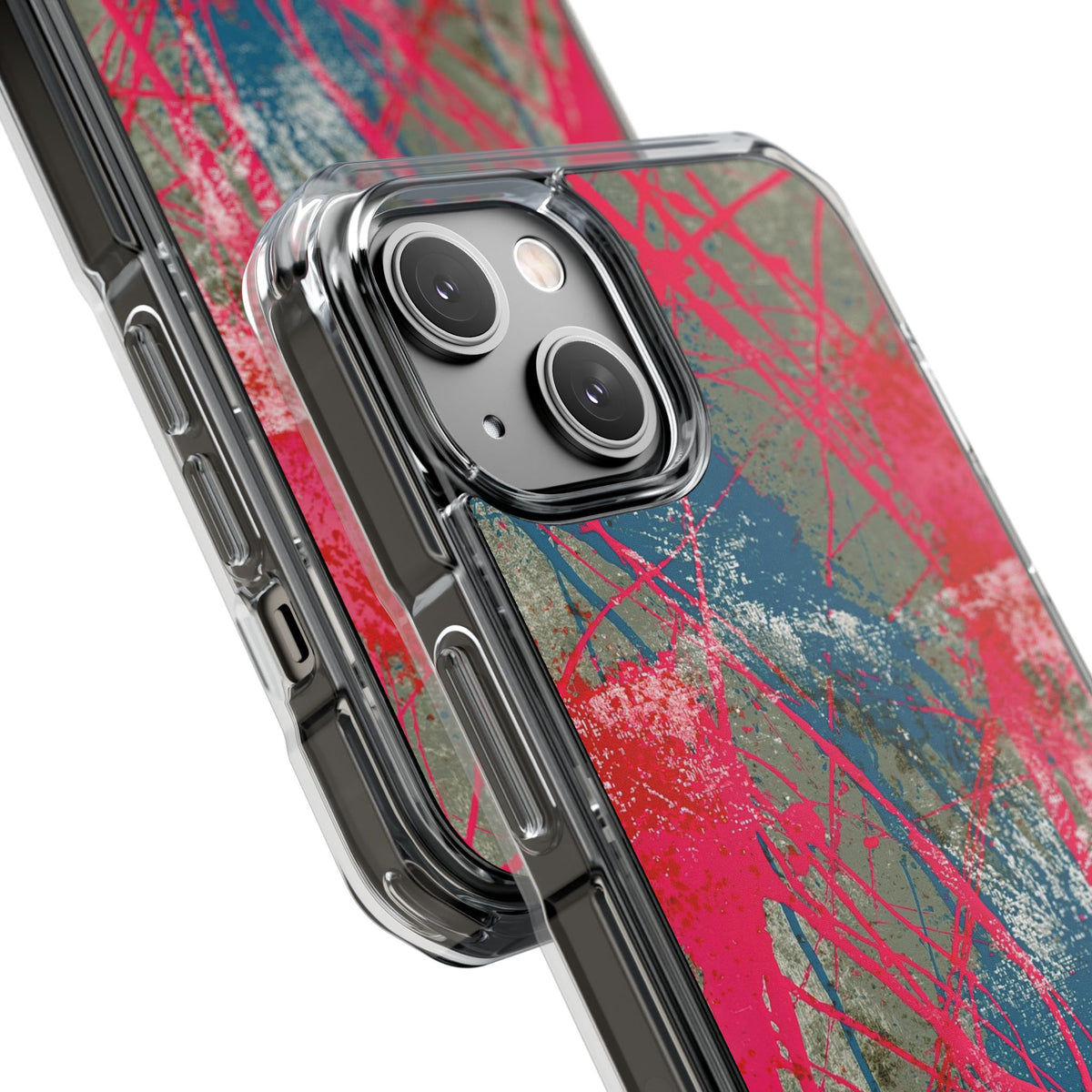 Neon Static Drip · Clear Impact Magnetic Phone Case for iPhone · Pink
