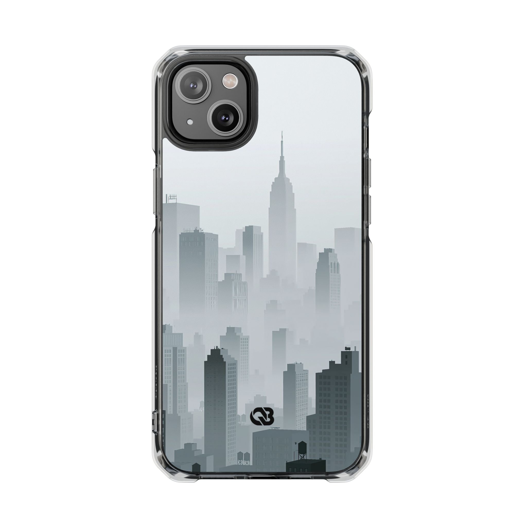 Grey Impact MagSafe Phone Case for iPhone - Steel Mist Skyline