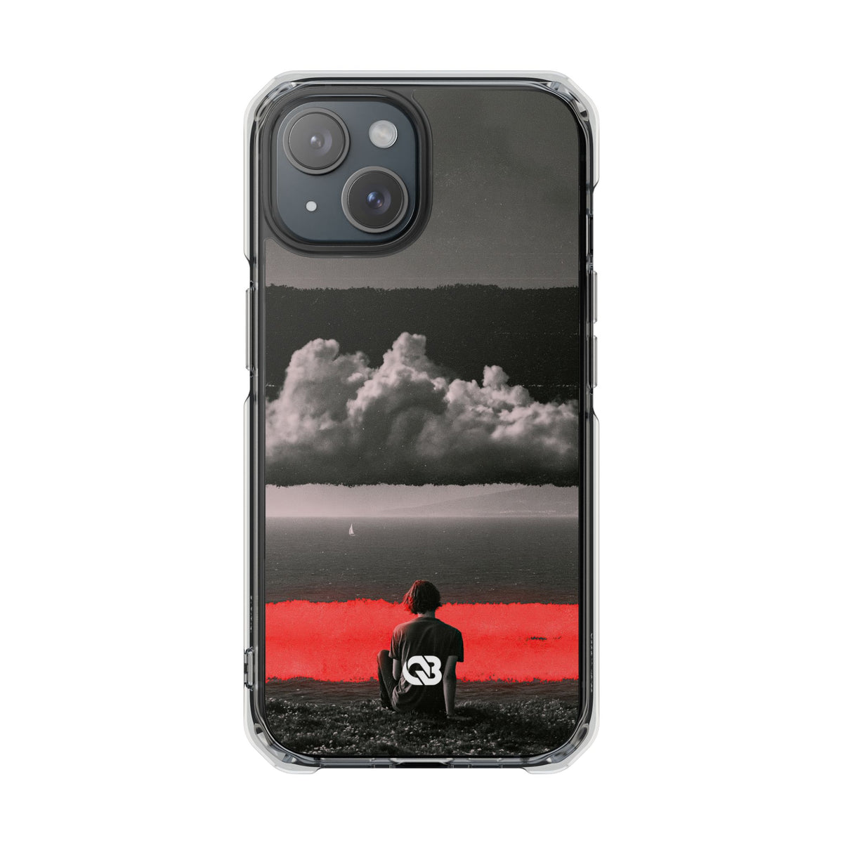 Crimson Horizon · Clear Impact Magnetic Phone Case for iPhone · Black