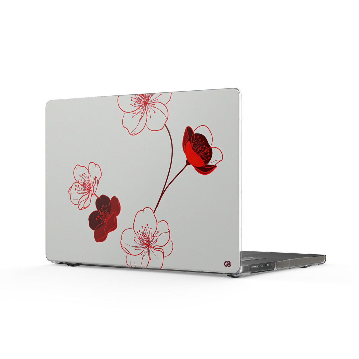 Crimson Sakura Blossom · Clear Hard Case for MacBook · Red