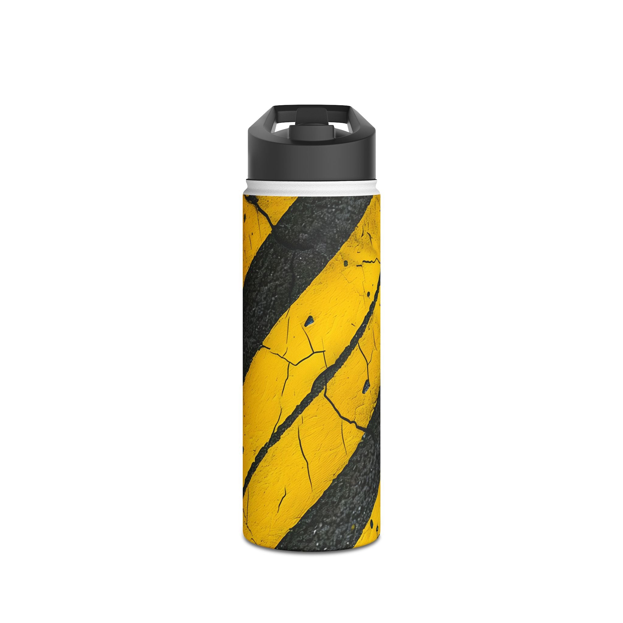 Yellow Stripes Distress - Stainless Steel Water Bottle