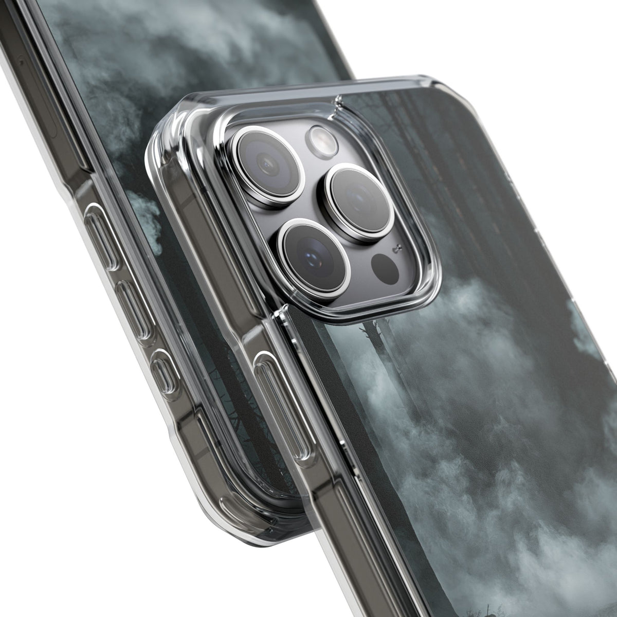 Shadowed Pine Mist · Clear Impact Magnetic Phone Case for iPhone · Black