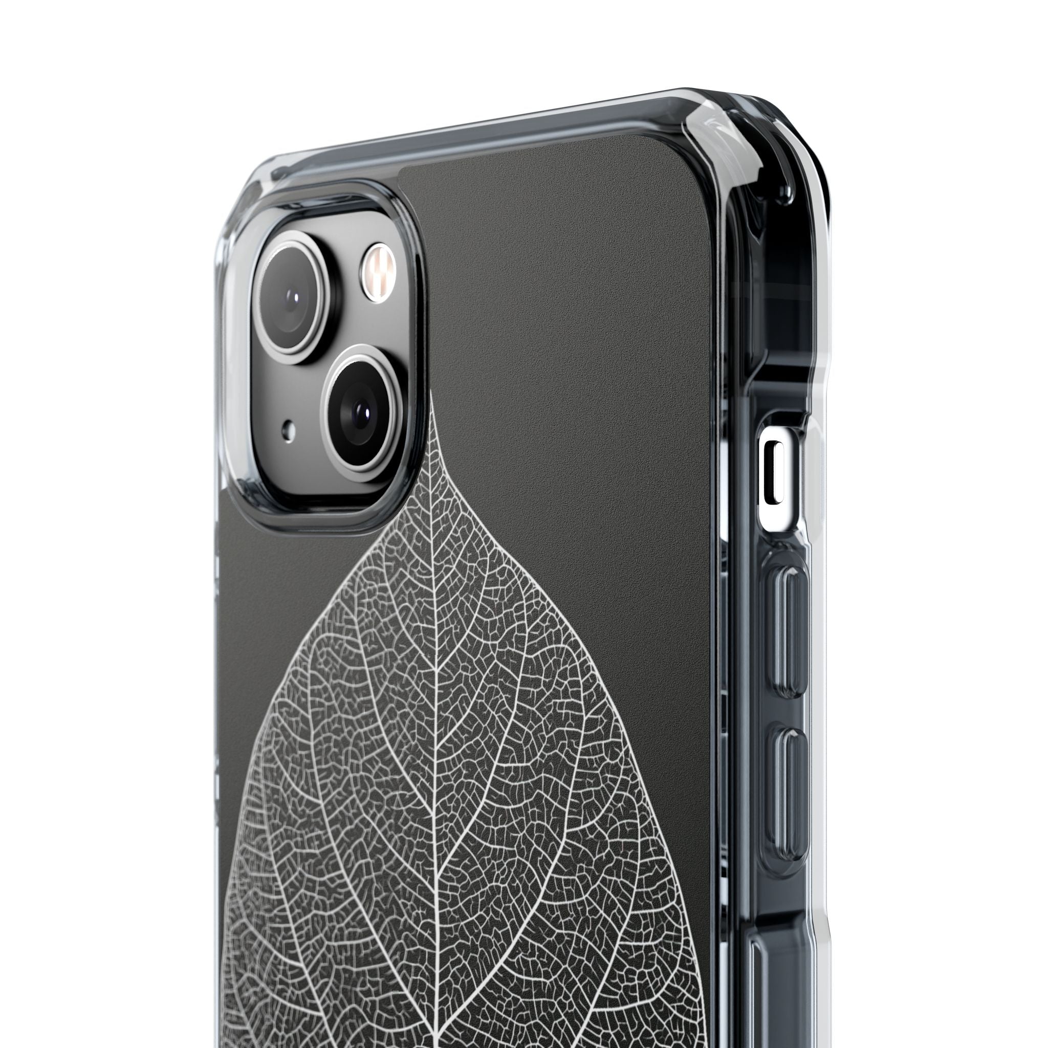 Black Impact MagSafe Phone Case for iPhone - Bleached Leaf Lattice