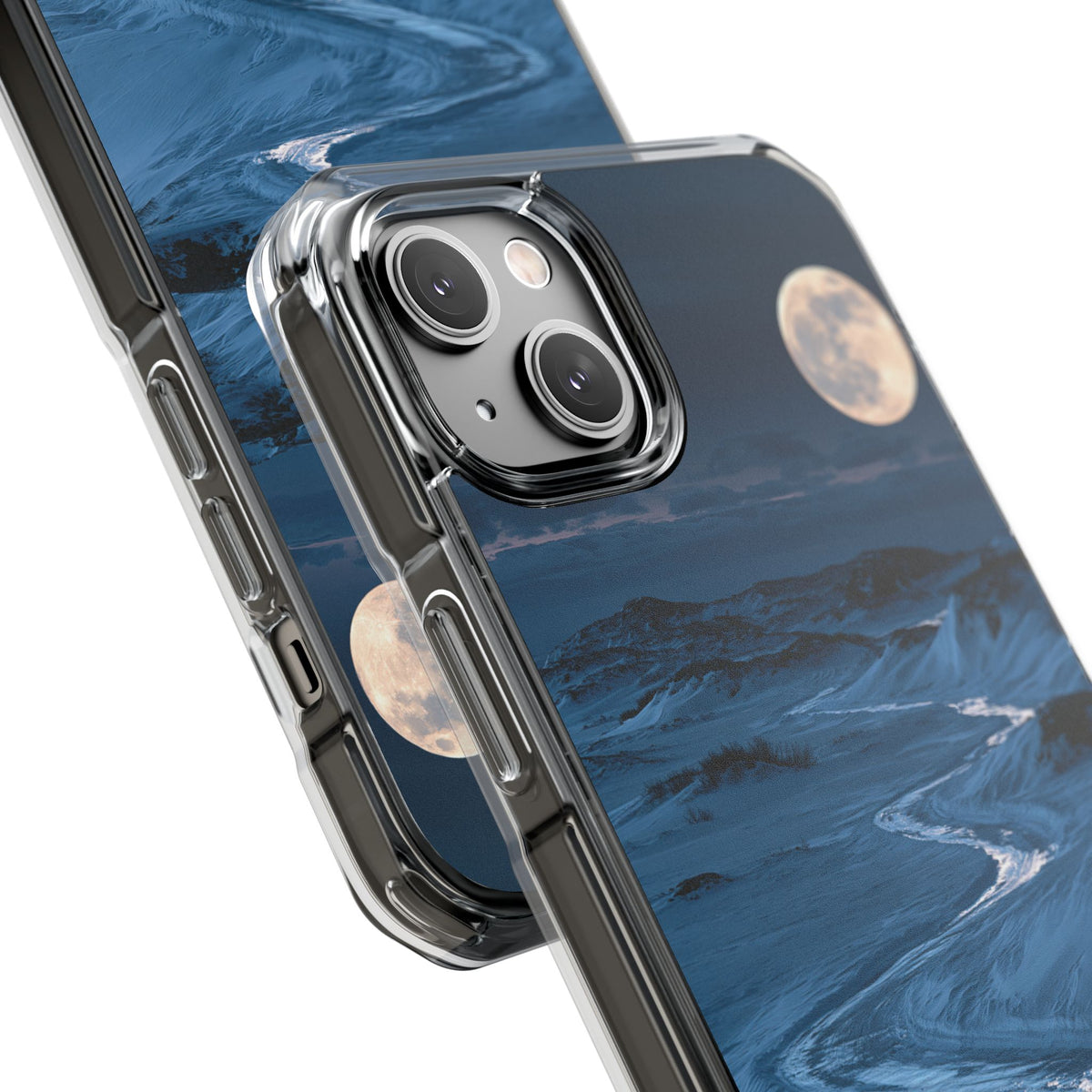 Arctic Moon Drift · Clear Impact Magnetic Phone Case for iPhone · Blue