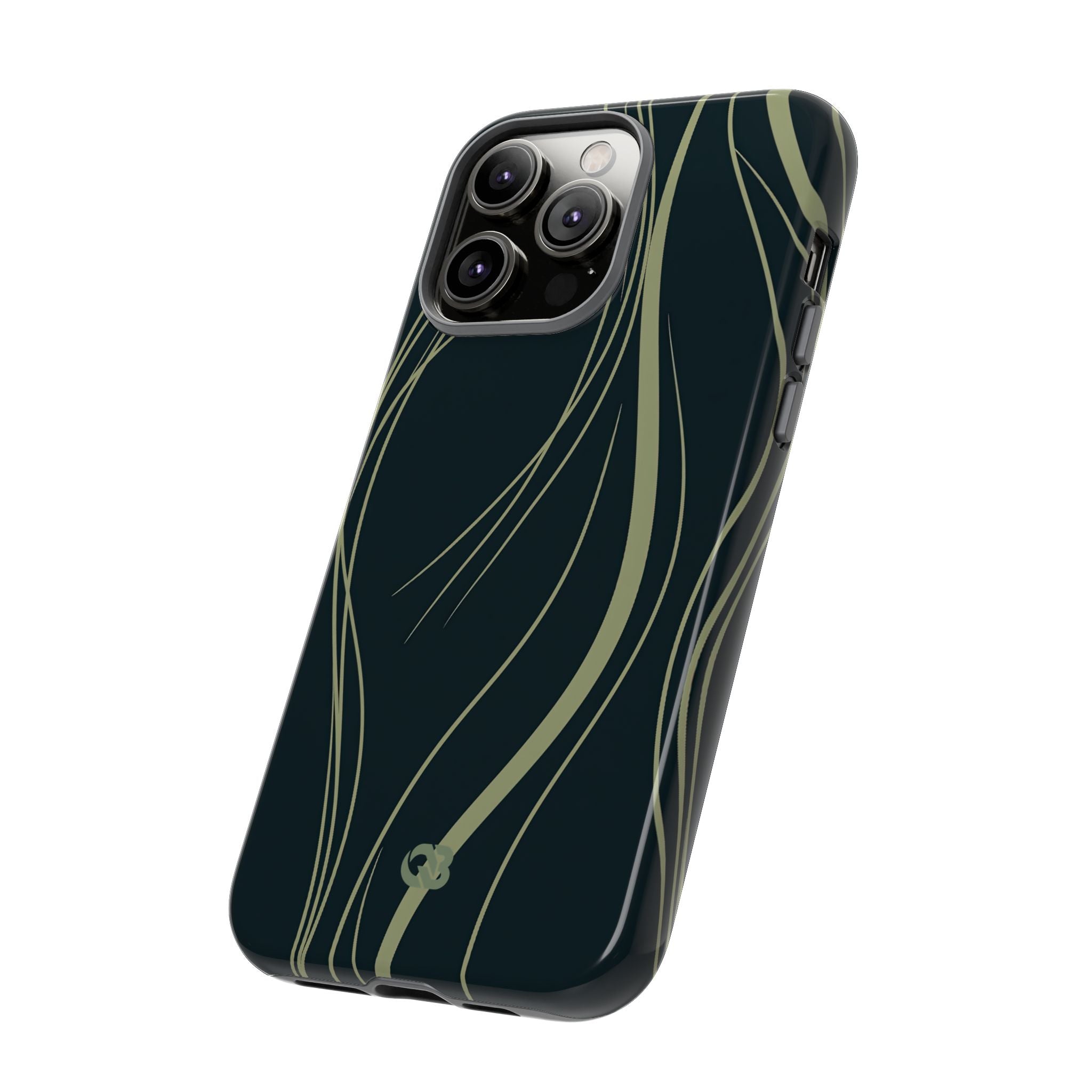 Green Tough Phone Case for iPhone - Obsidian Sage Flow