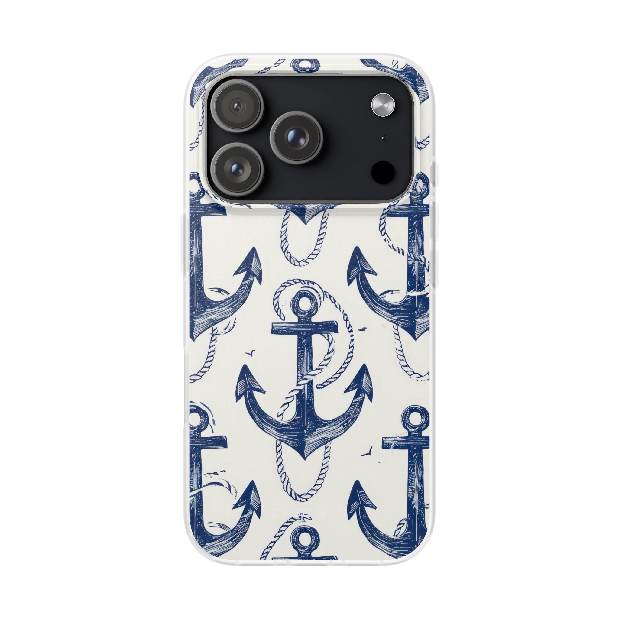 Navy Anchor Loop iPhone 17 Pro Case - Soft - CASE•BOB