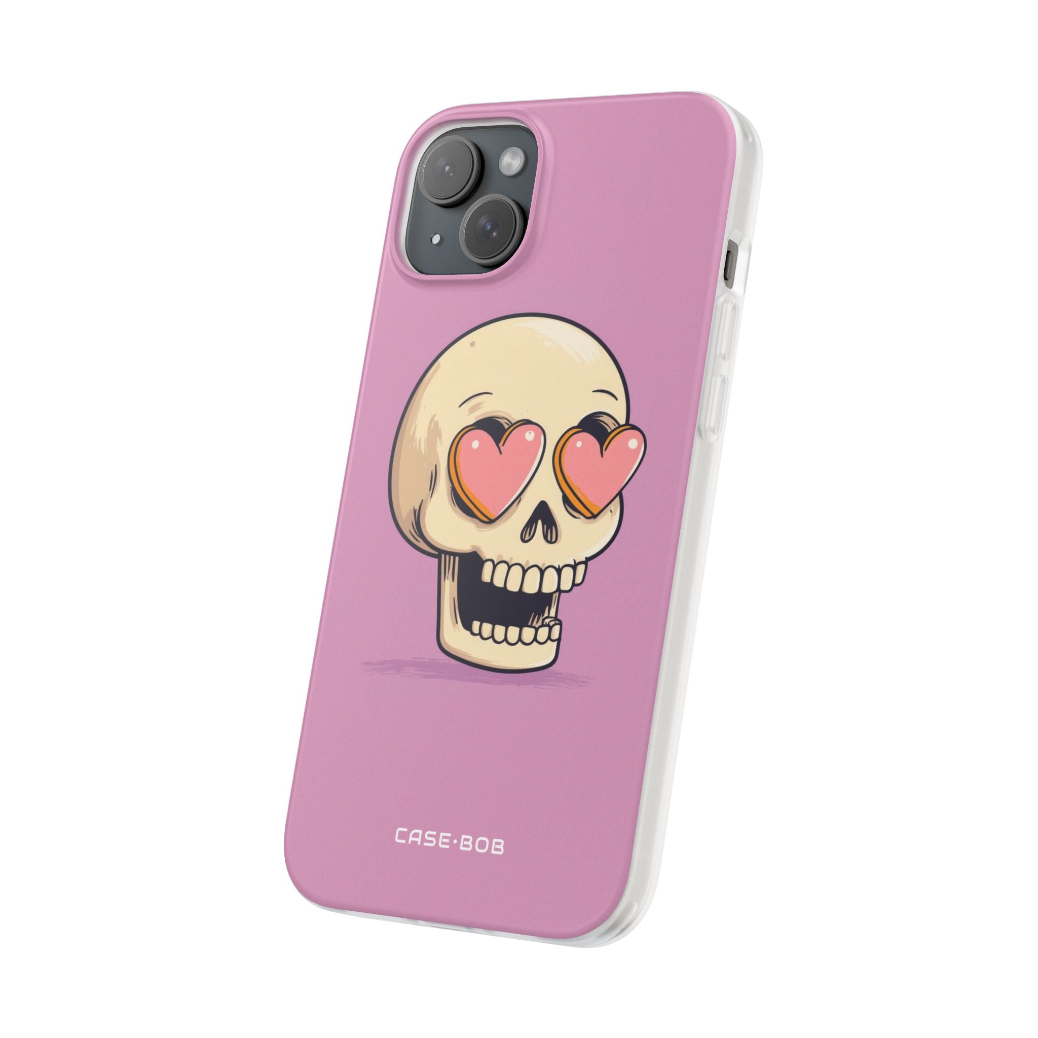 Heart Eyed Skull iPhone 15 Plus Case - Soft