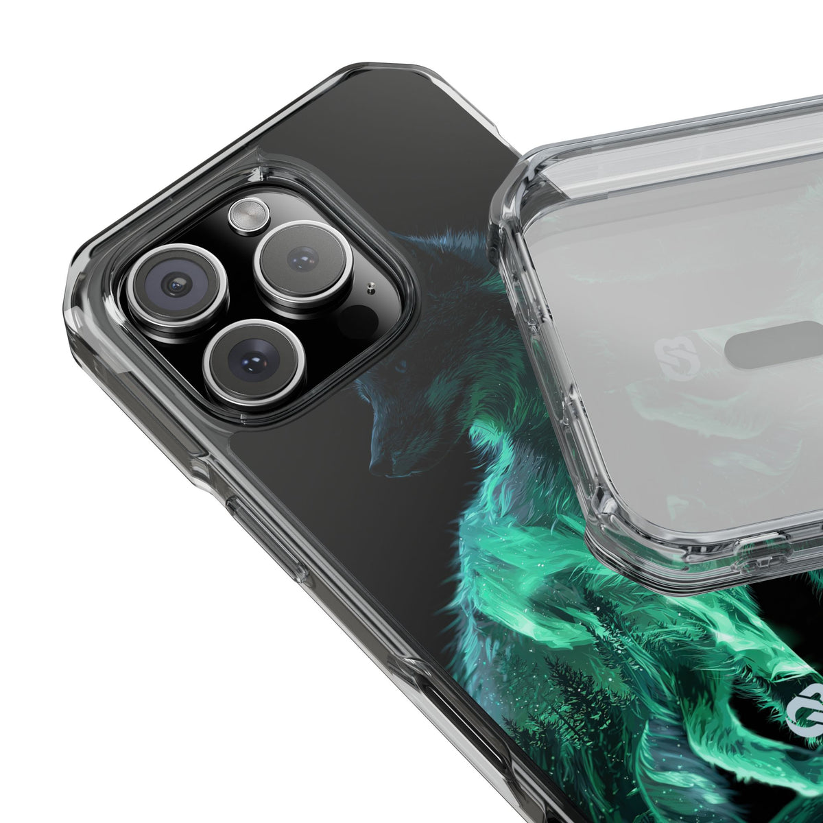 Nordic Aurora Fox · Clear Impact Magnetic Phone Case for iPhone · Teal