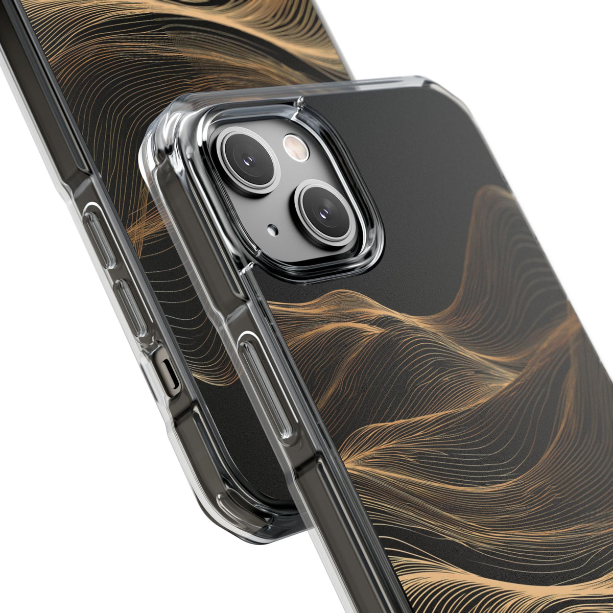 Black Impact MagSafe Phone Case for iPhone - Copper Topo Ridge