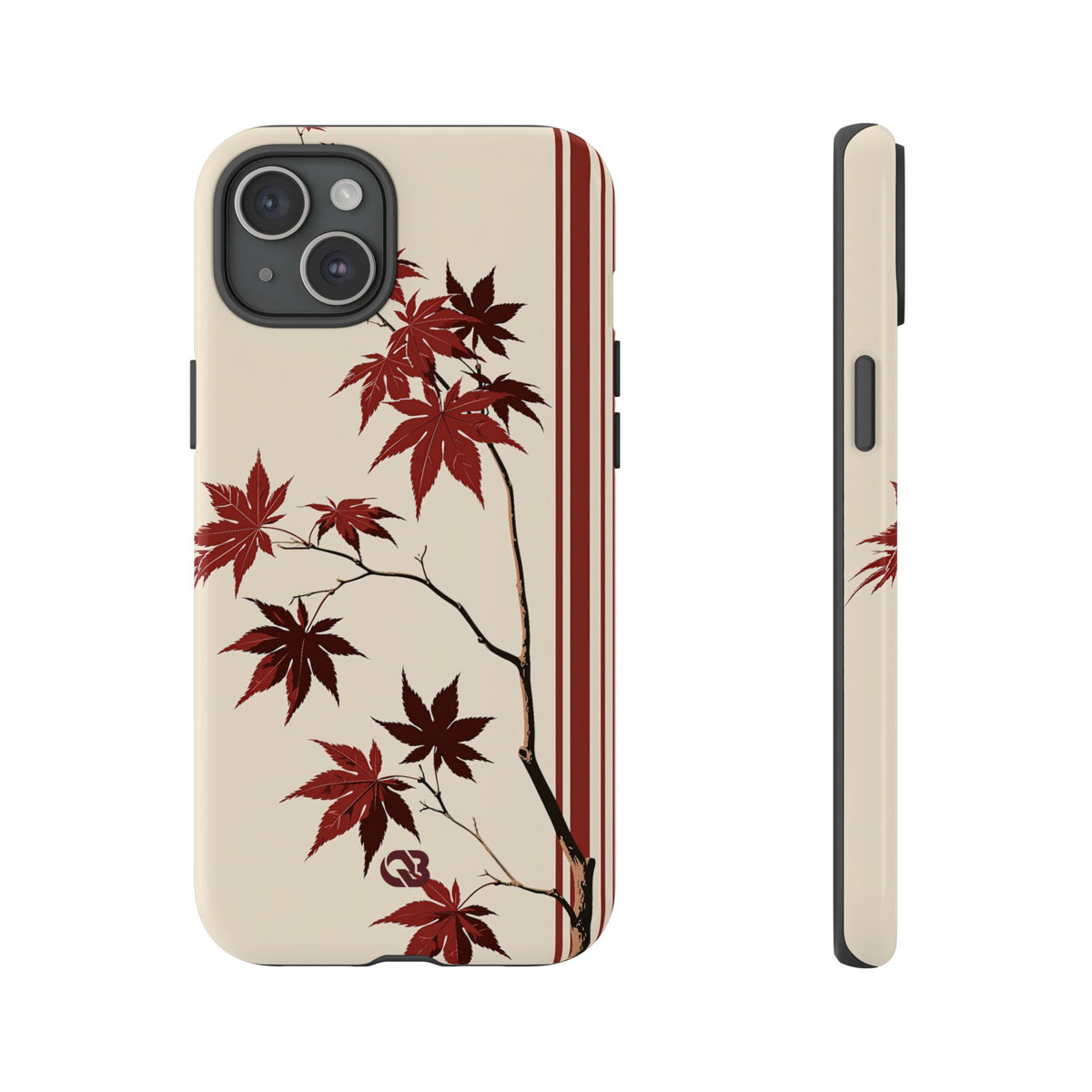 Red Tough Phone Case for iPhone - Crimson Momiji Stripe