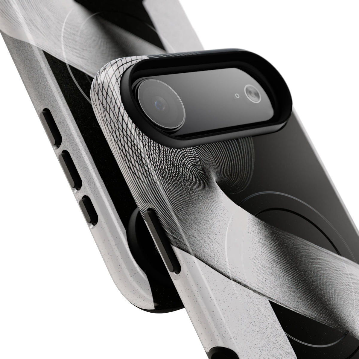 Grey Tough 2.0 Magsafe Phone Case for iPhone - Obsidian Moiré Wave