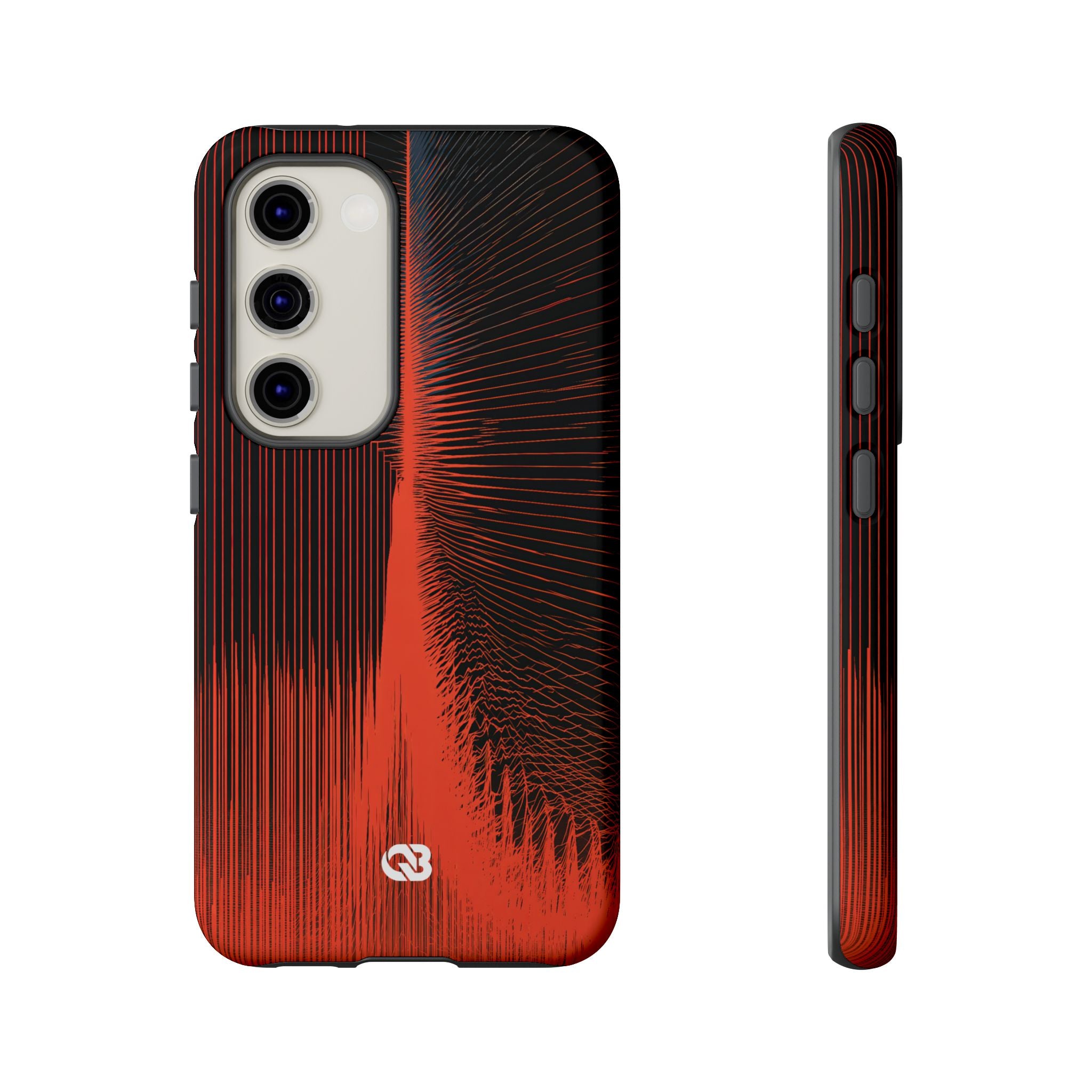 Red Tough Phone Case for Samsung - Crimson Frequency Pulse